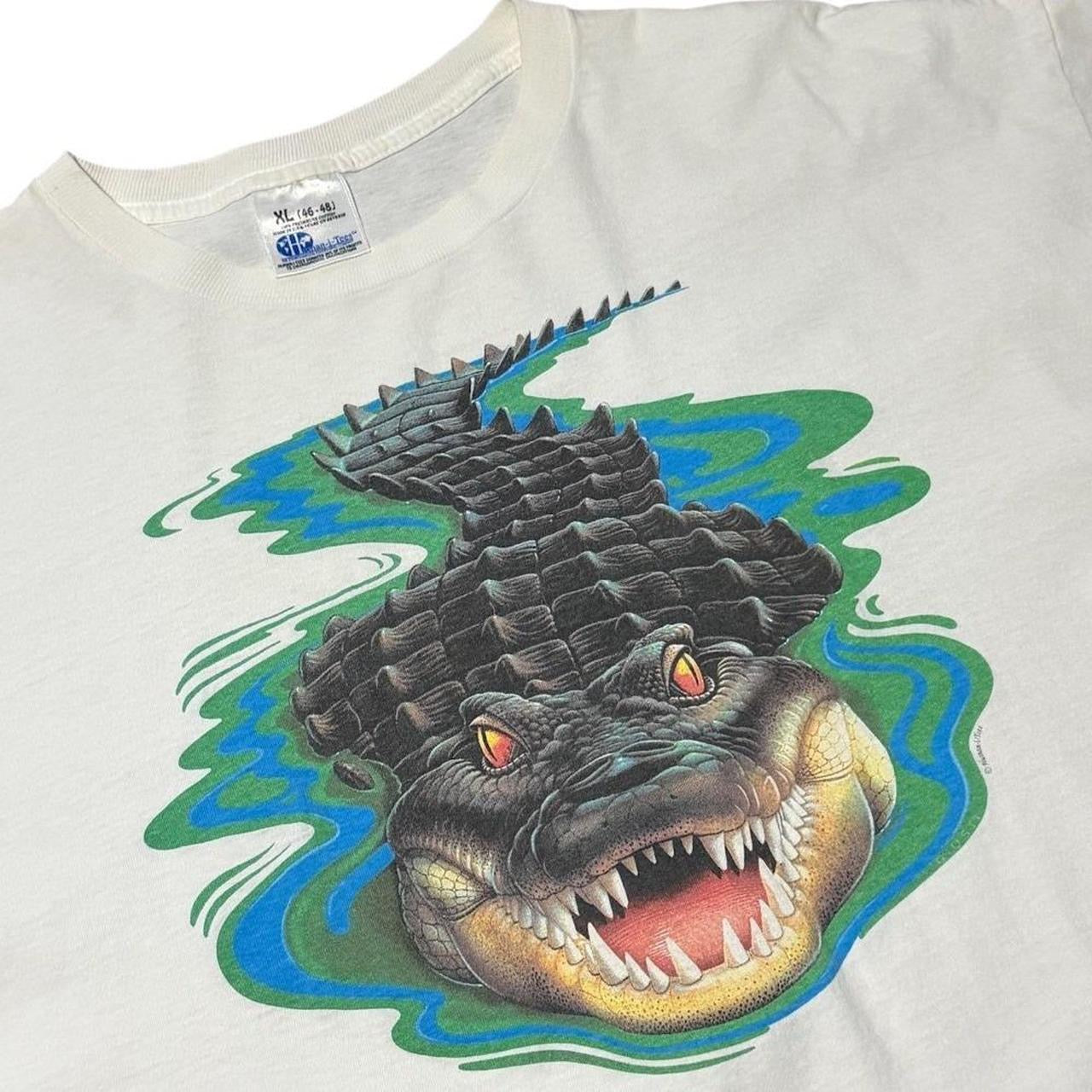 90s Alligator Human-i-Tees Nature Animal Gator Croc Art Graphic T-shirt