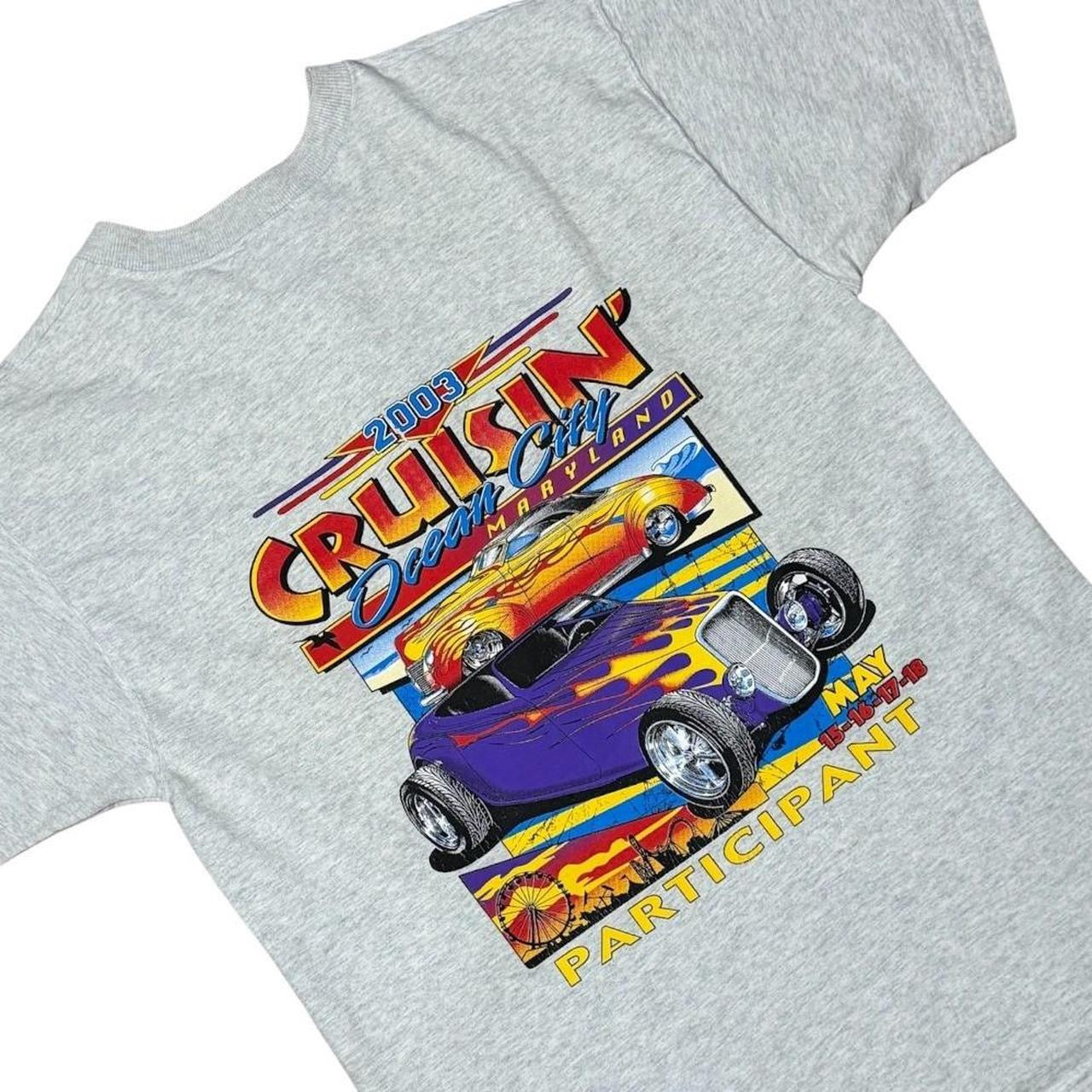 Y2K Cruisin Ocean City Hot Rod Classic Car Auto Mechanic Henley T-Shirt