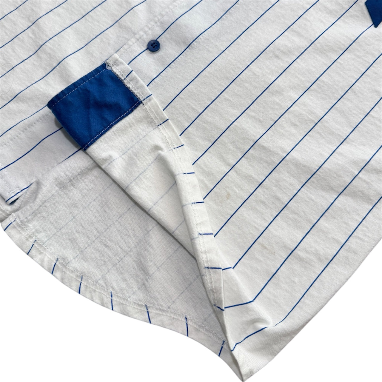 Vintage 90s Badger Sport Irish Baseball Blue White Pinstripe Jersey USA Large