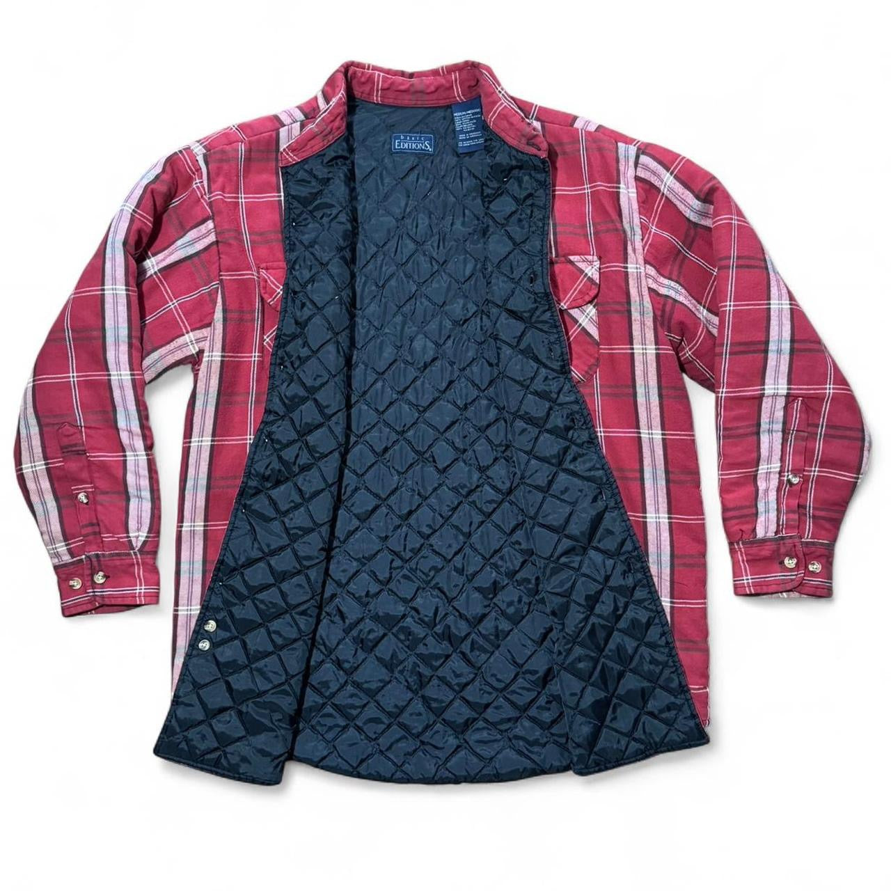 Y2K Quilted Inline Red Flannel Workwear Outdoors Button Up Jacket