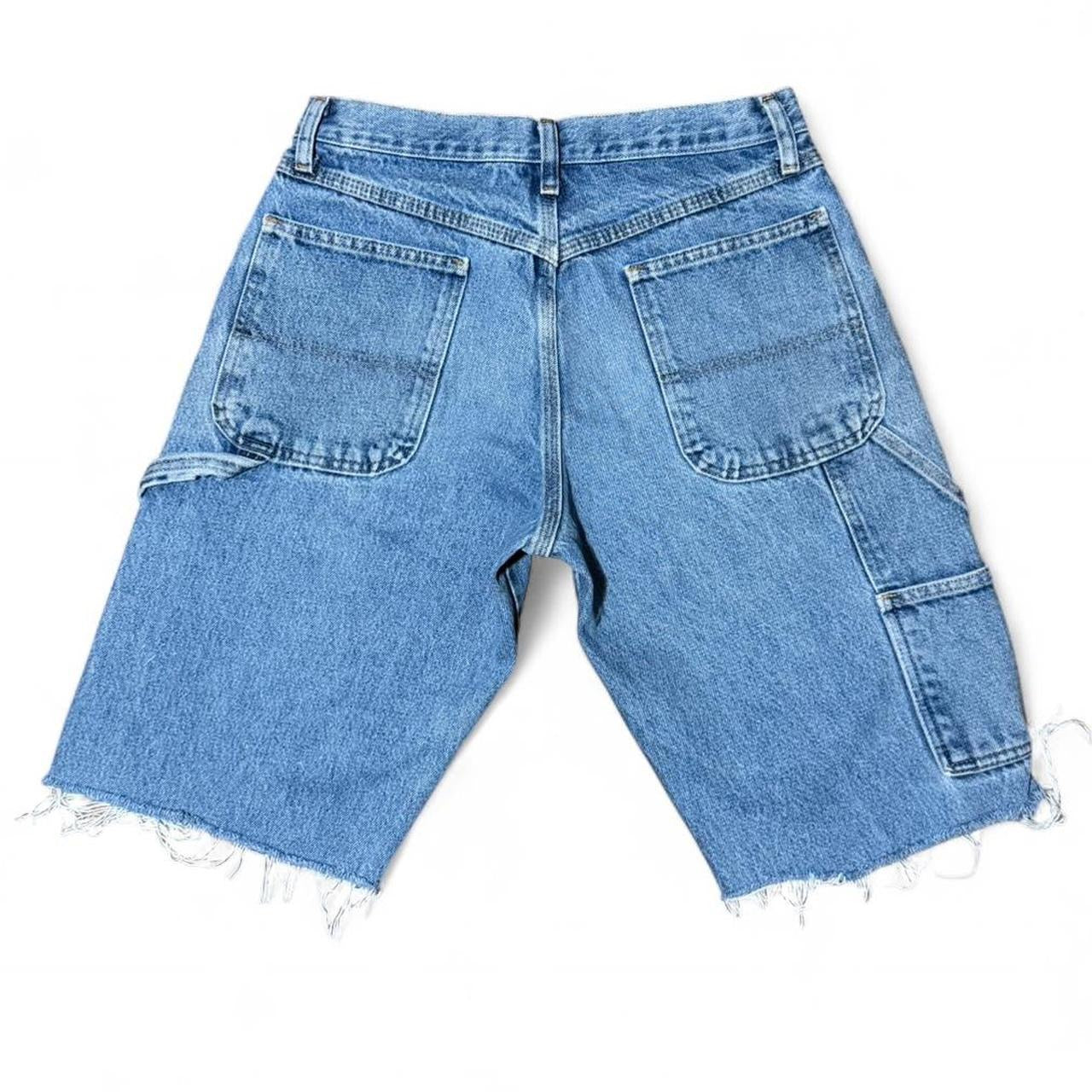 Vintage Rustler Blue Cutoff Carpenter Cargo Denim Jean Shorts