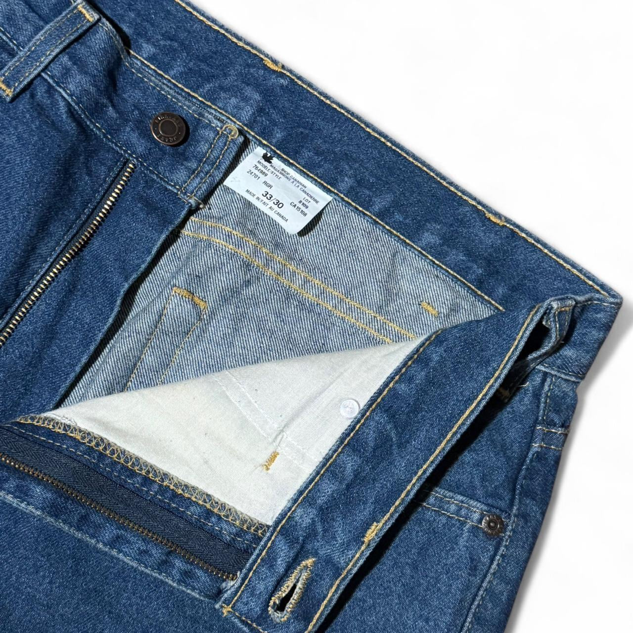 Vintage 90s Kirkland Blue Wash Utility Uniform Straight Leg Denim Work Jeans