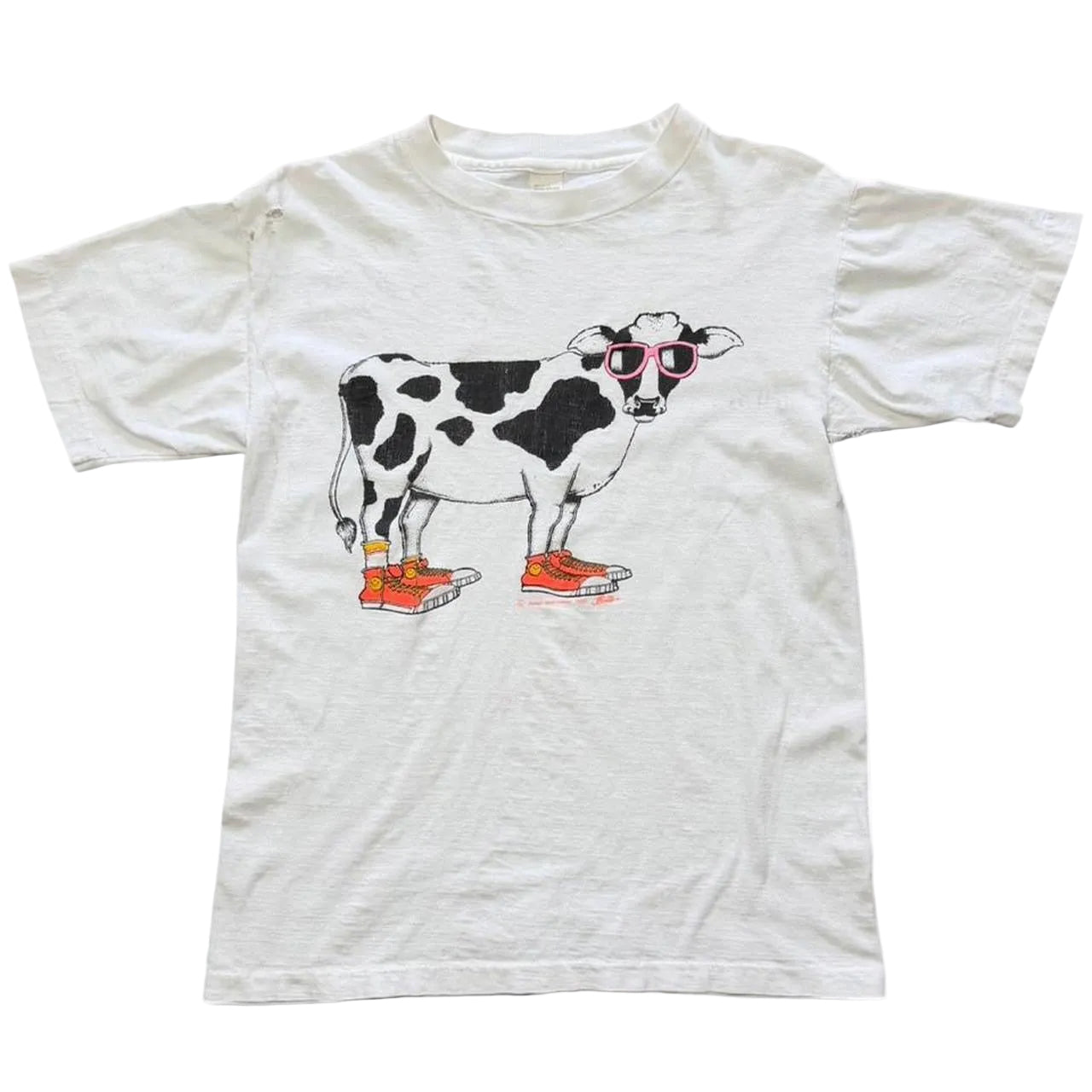 Vintage ‘89 Cool Smiley Cow Animal Funny Cute Art Graphic T-shirt