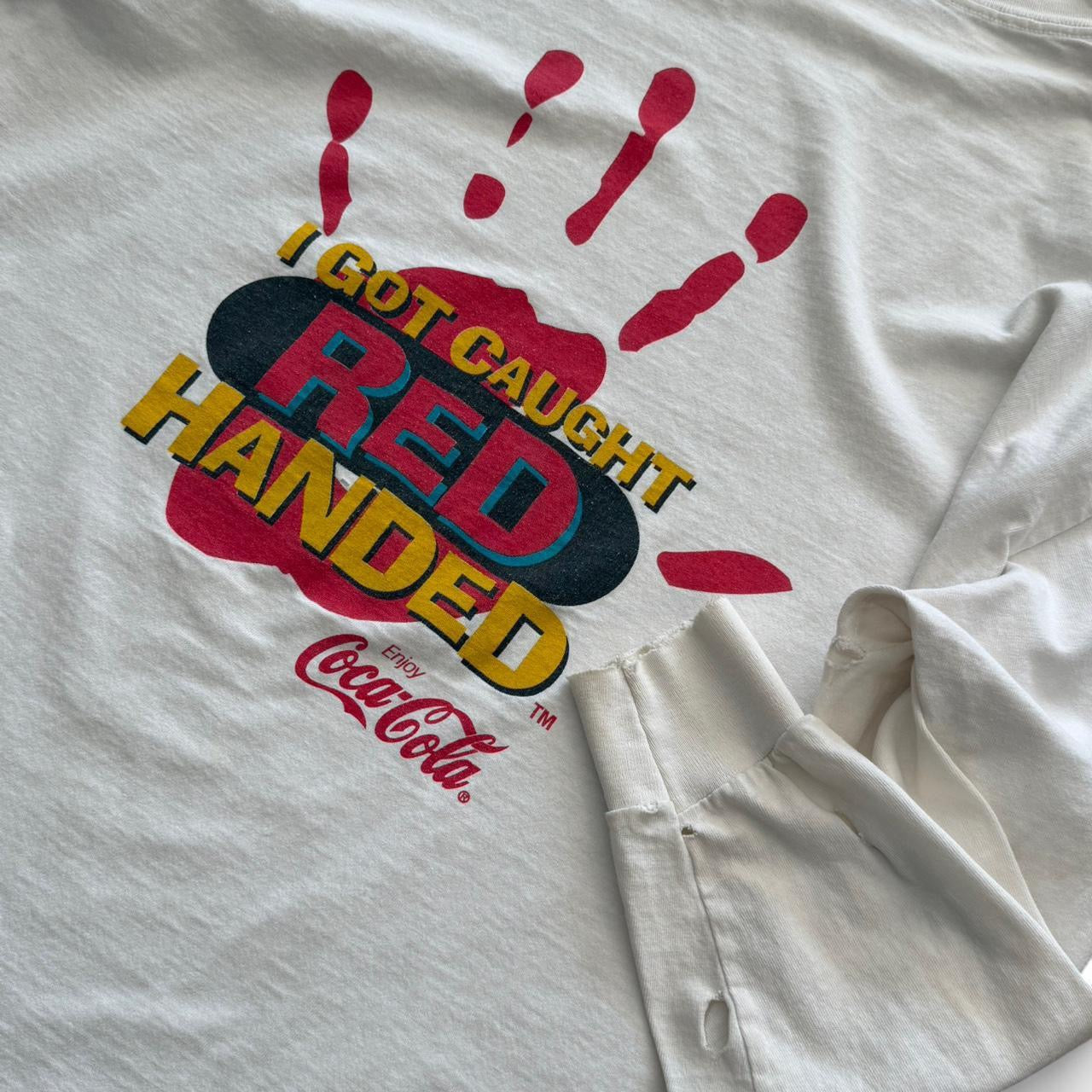 90s I Got Caught Red Handed Coca-Cola Distressed Long Sleeve