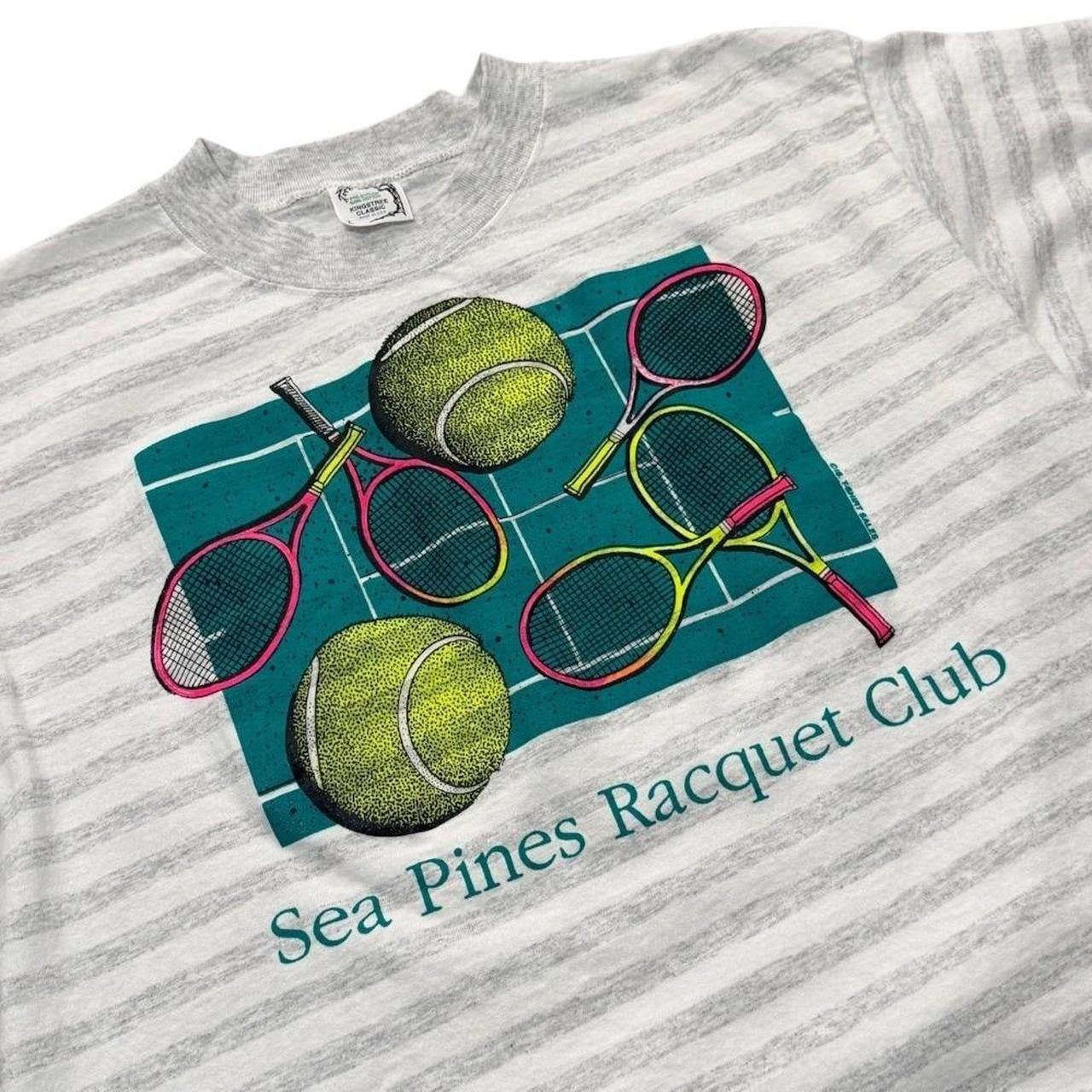 90s Sea Pines Racquet Ball Club Tennis Sports Striped Graphic T-shirt