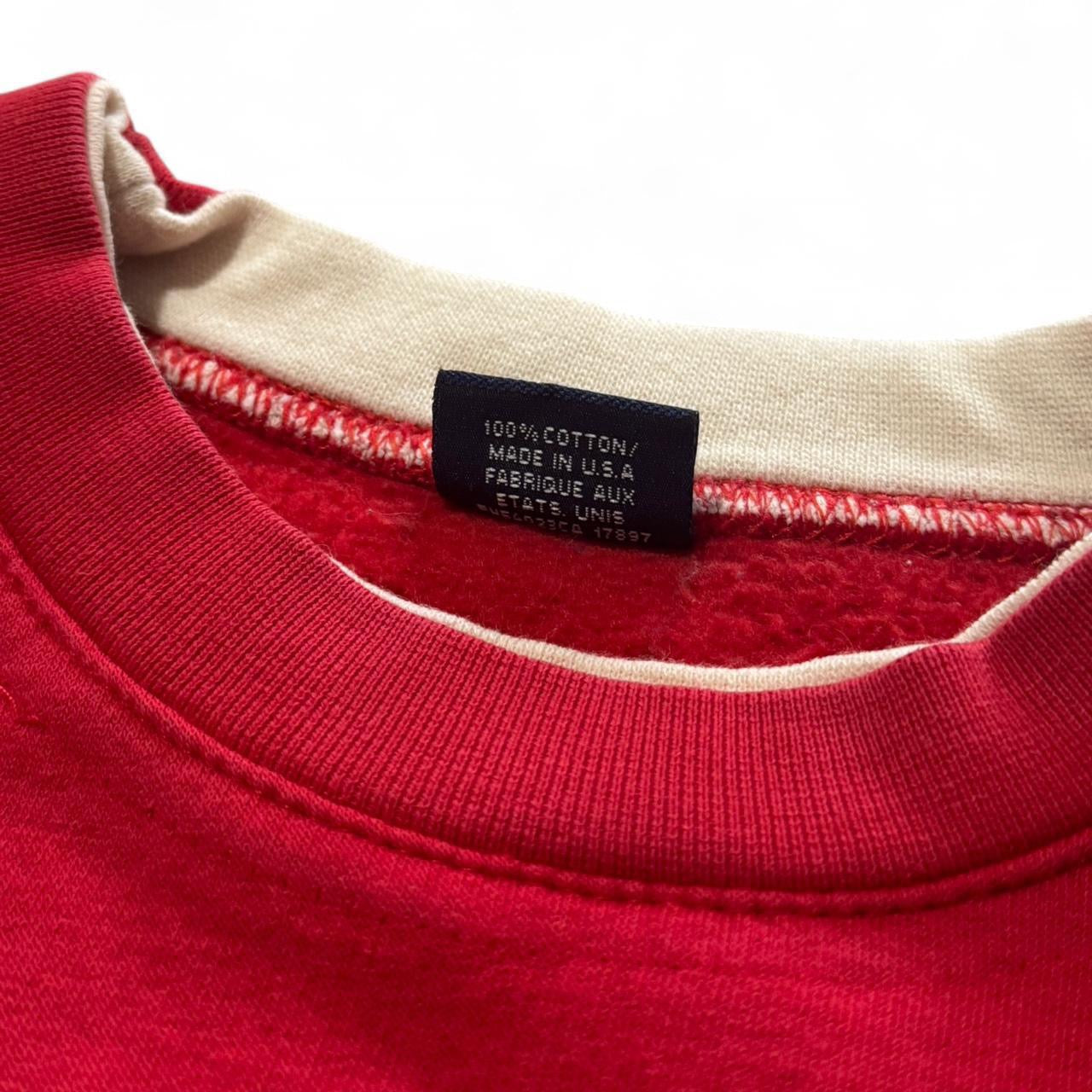 90s Gap Red Mock Neck Collar Embroidered Spellout Logo Crewneck