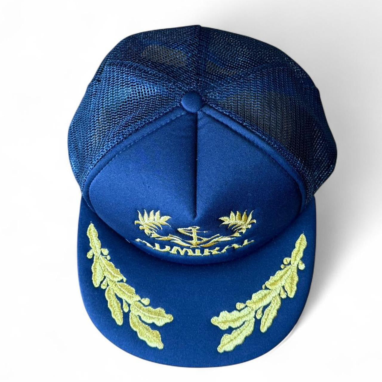 Vintage 90s Admiral Navy Gold Leaf Embroidery Trucker Mesh Snapback Hat