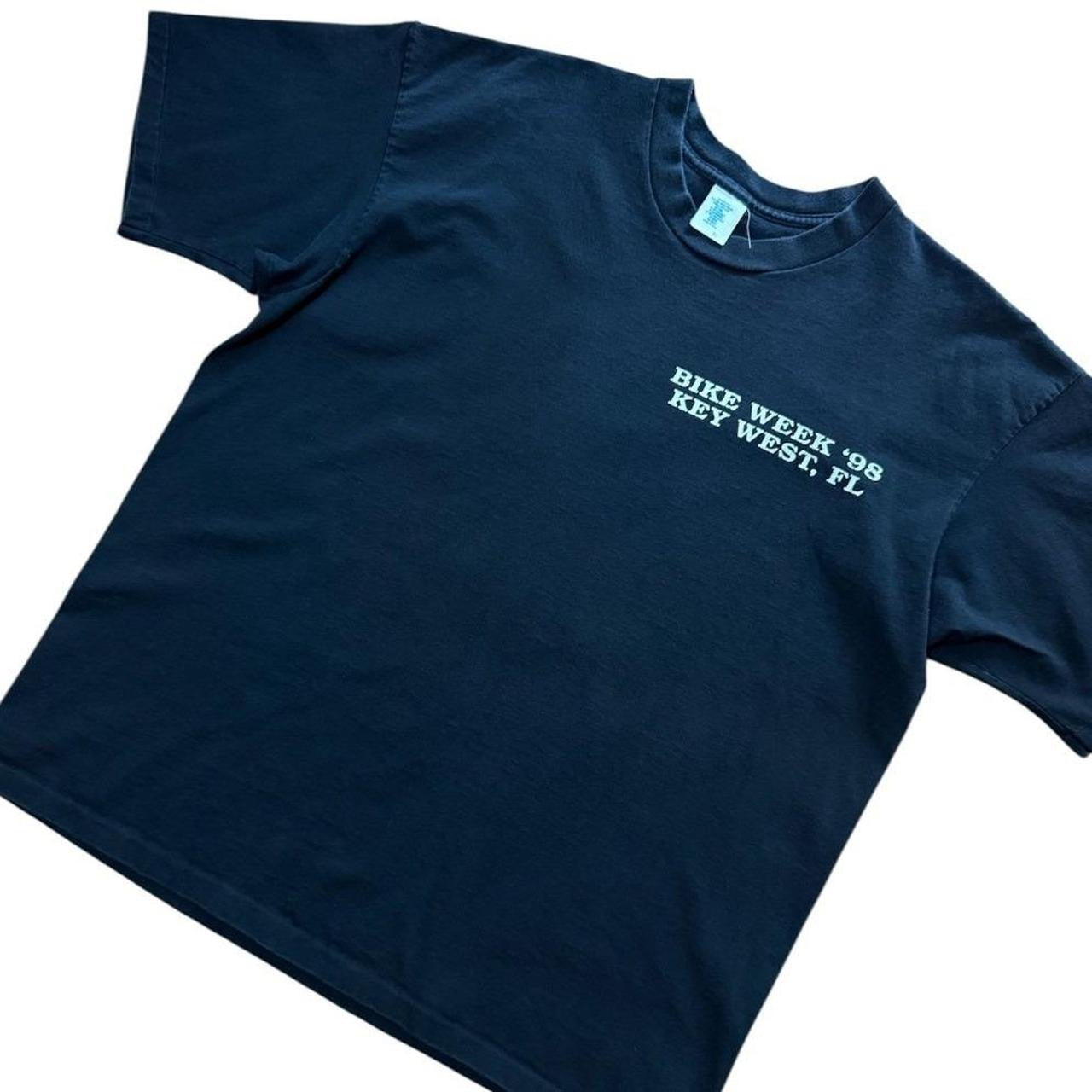 90s Key West Bike Week Eagle Chopper Motorcycle Glitter Graphic T-shirt