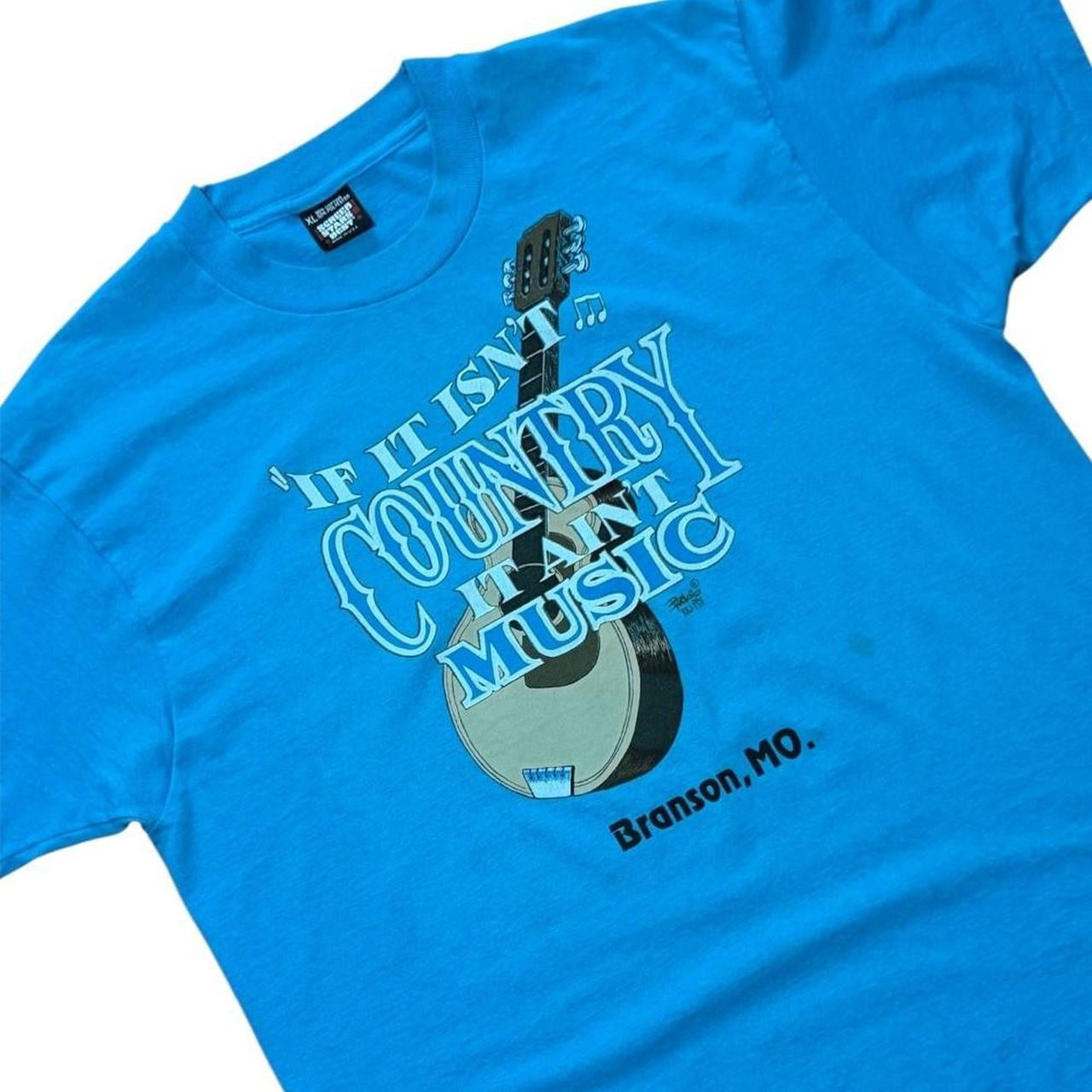 90s Branson Country Music Guitar Instrument Cowboy Graphic Art T-shirt