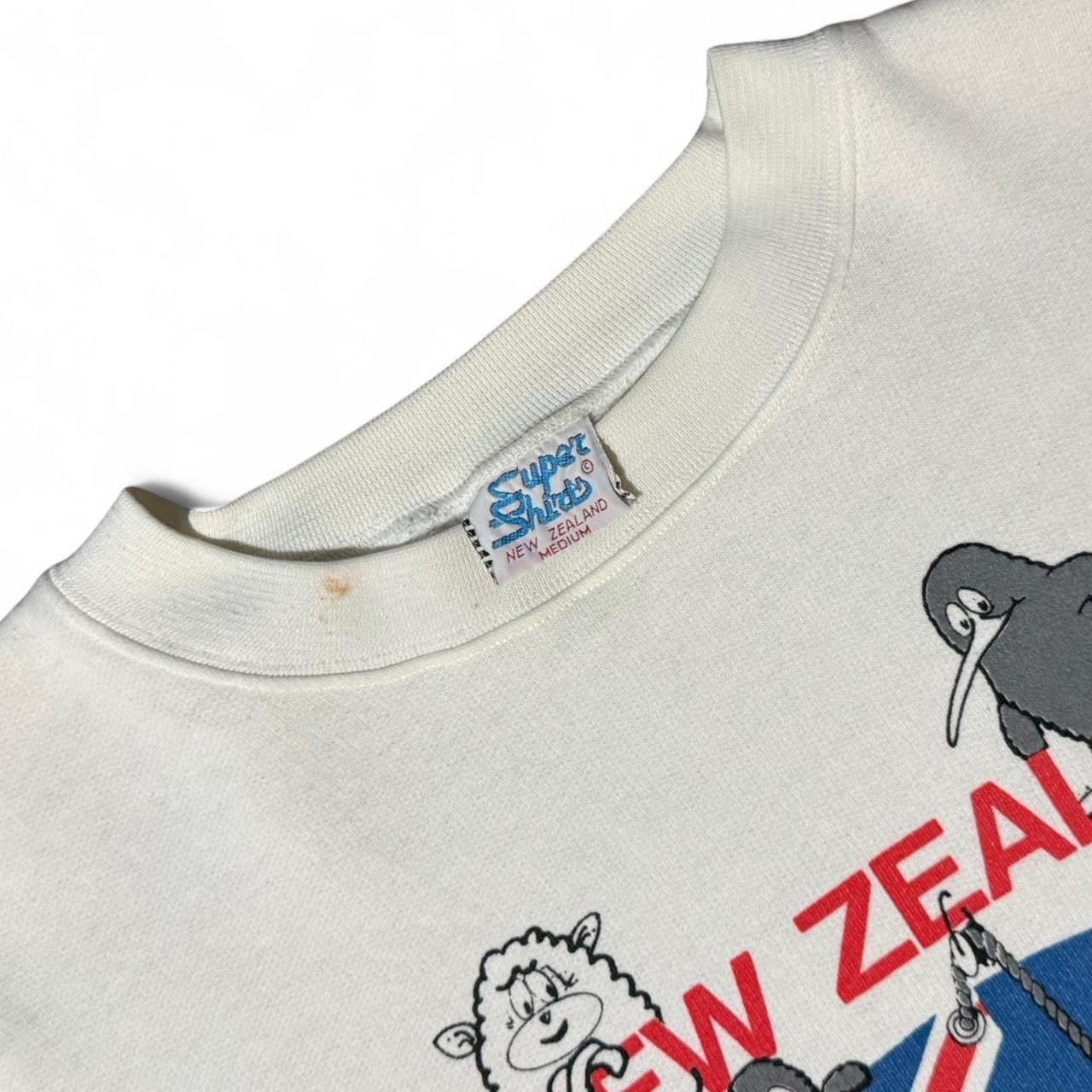 80s New Zealand Flag Sheep Animal Souvenir Pullover Crewneck