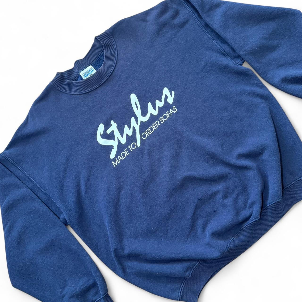90s Stylus Sofas Furniture Store Merchandise Graphic Pullover Sweater