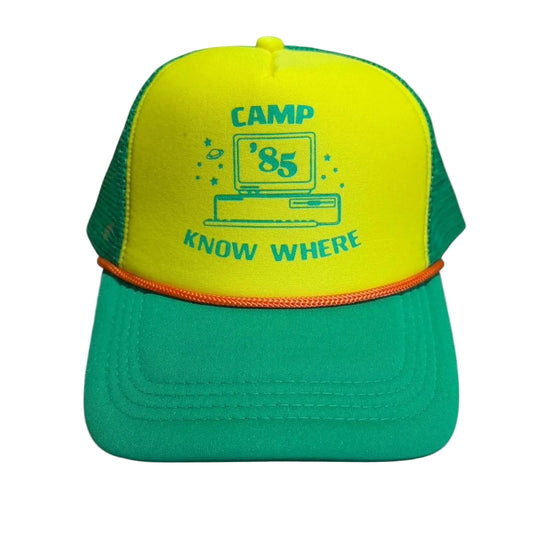 1985 Camp Know Where Computer Tech Retro Mesh Trucker Hat
