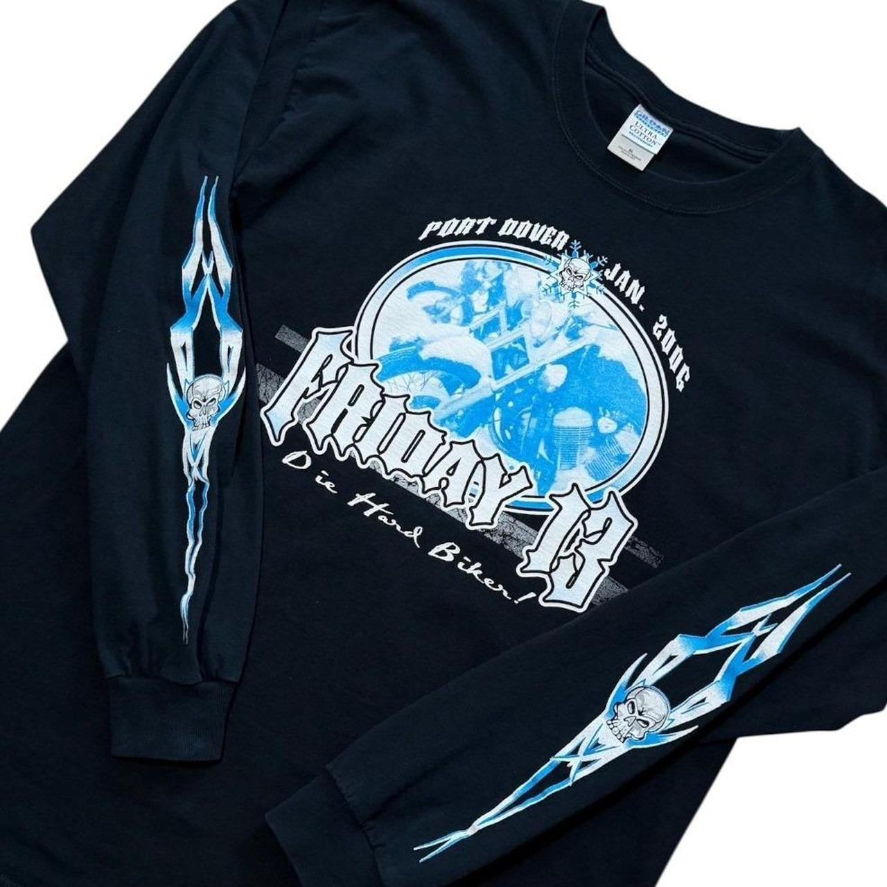 Y2K Friday 13 Port Dover Motorcycle Biker Long Sleeve Hits Graphic Shirt