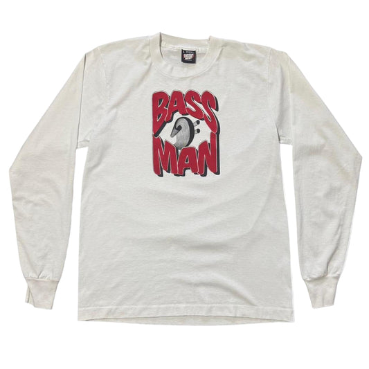 90s Bass Man Musician Musical Instrument White Long Sleeve Shirt
