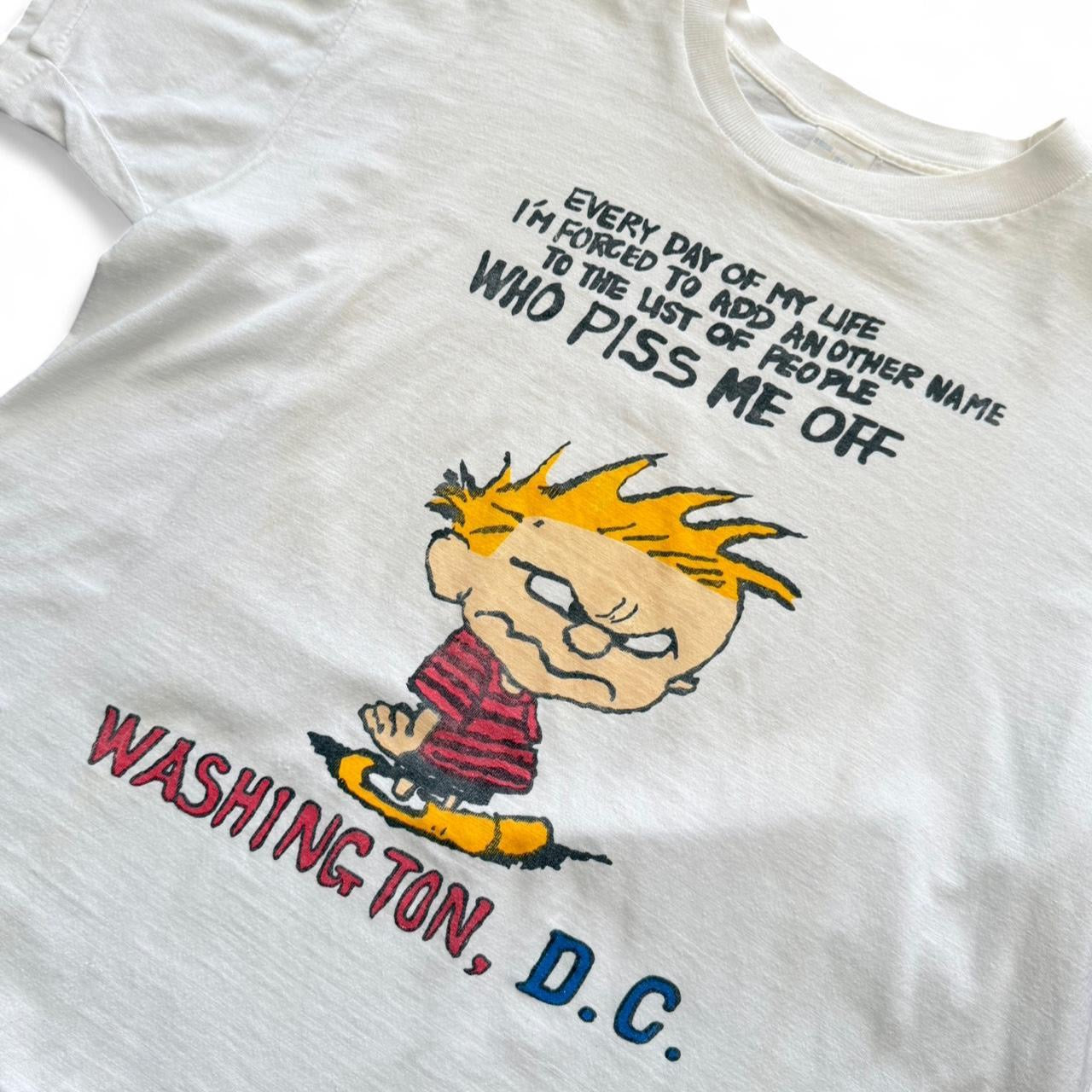 Vintage 90s Calvin and Hobbes Washington DC Souvenir Funny Joke T-shirt