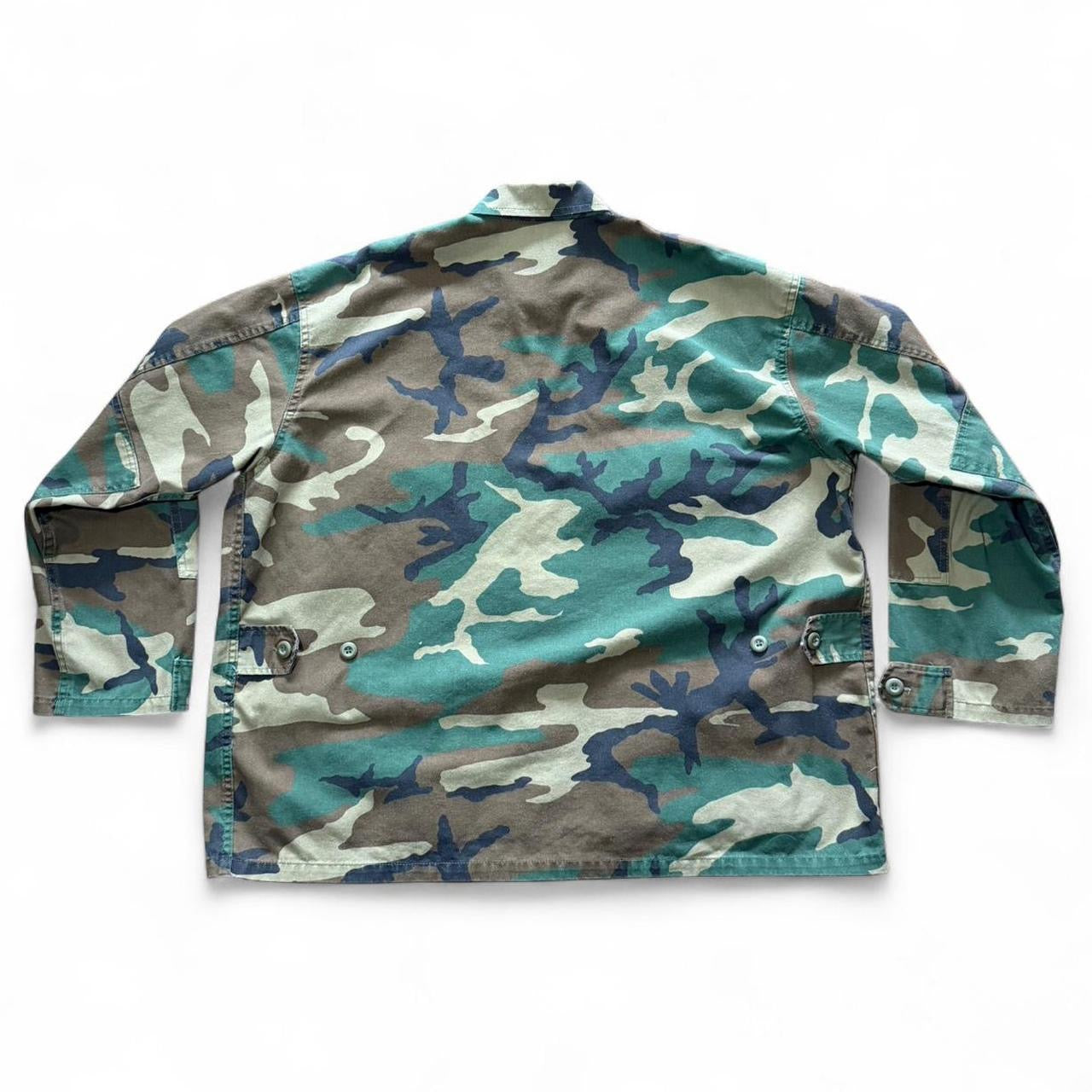 Vintage Y2K Military Army Camouflage Utility Uniform Button Up Jacket Coat