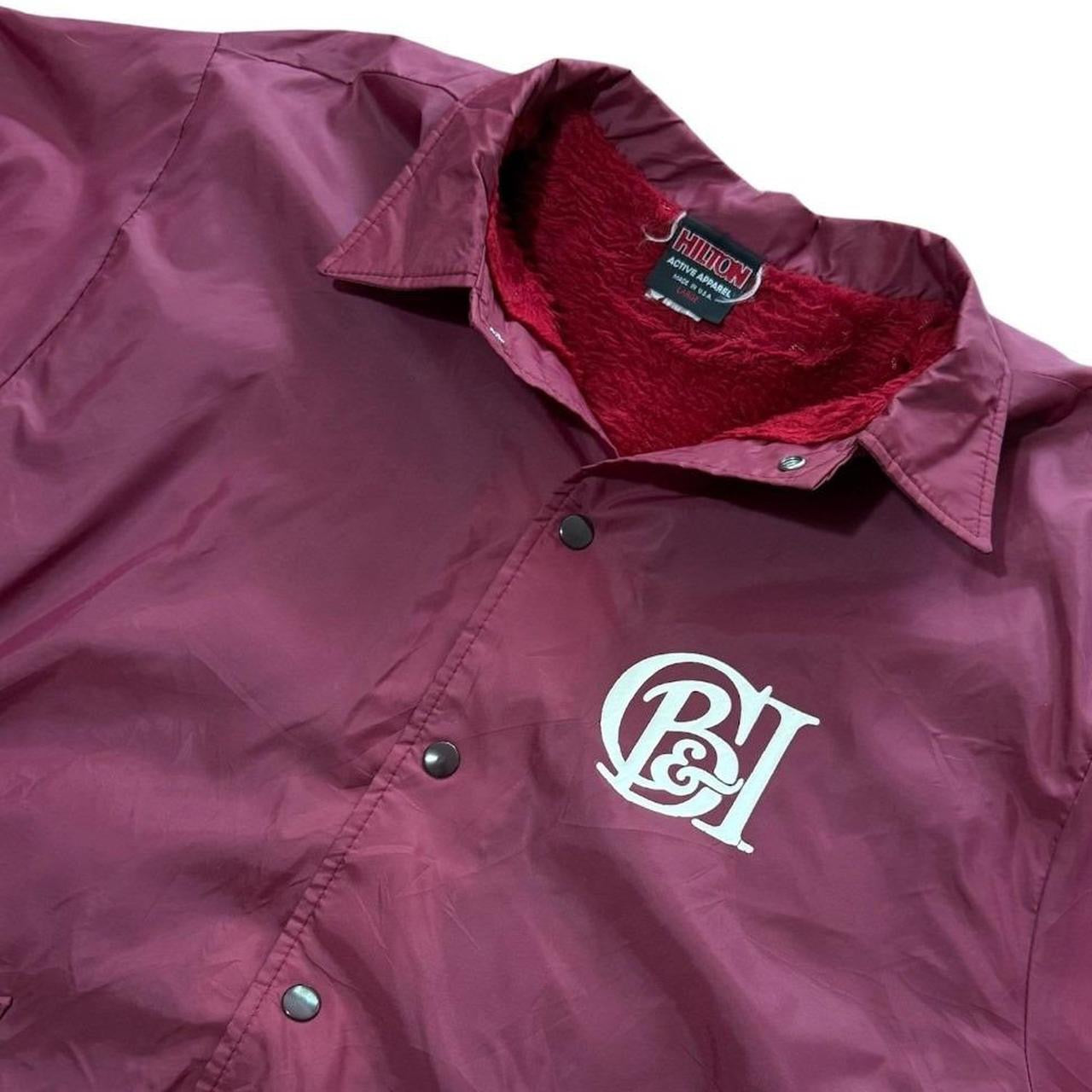 80s Hilton Coaches Maroon Faux Fur Lined Snap Button Coat Bomber Jacket