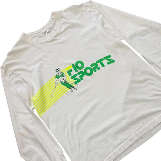 90s Fila Fio Sports Neon Gradient Ski Racquet Squash Long Sleeve Shirt