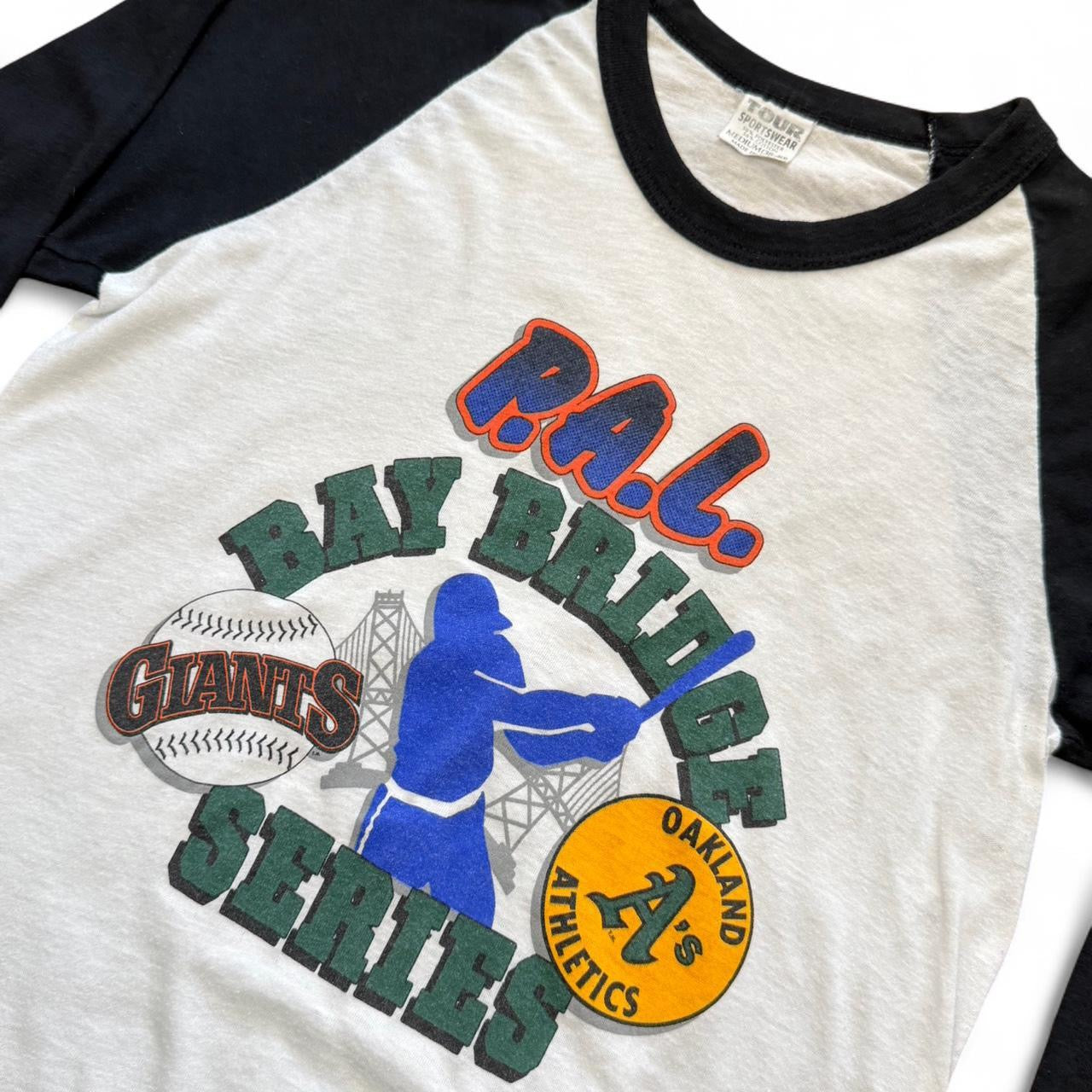 80s Oakland Athletics NY Giants Bay Bridge Series MLB Baseball Raglan