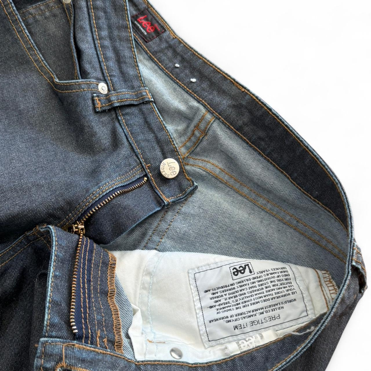 Vintage Lee Dark Blue Wash Waxed Canvas Denim Red Tag Prestige Jeans