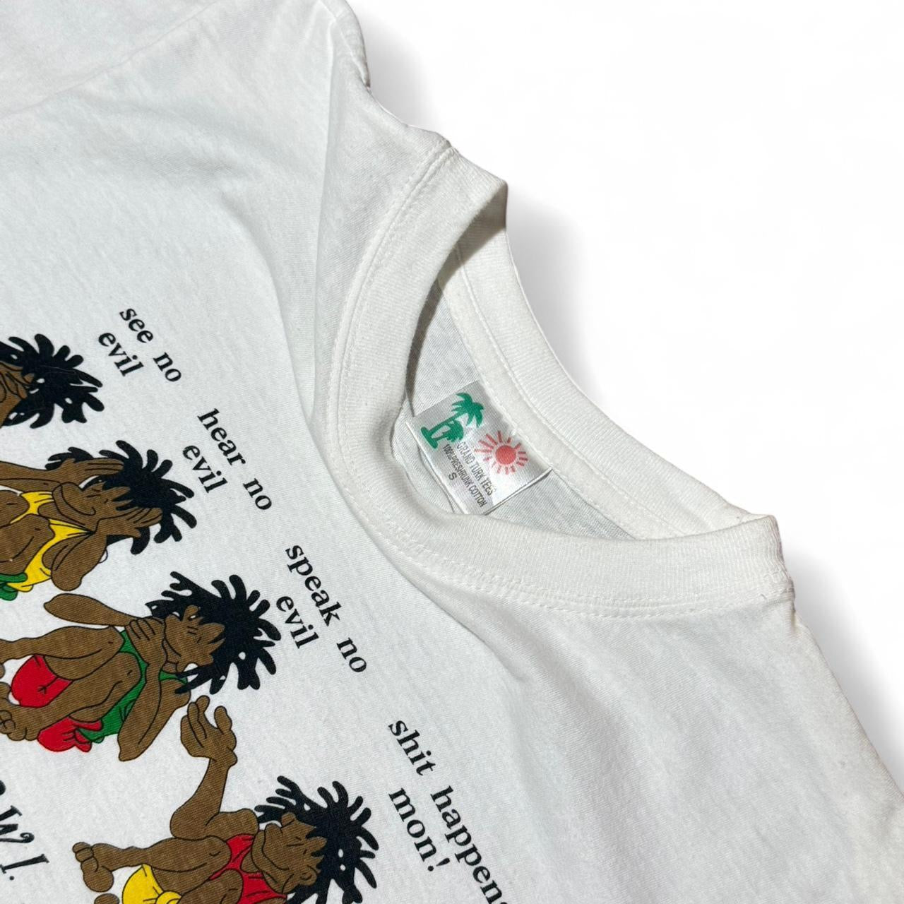 Vintage 90s See No Evil Sh*t Happens Grand Turk & W.I. Jamaican T-shirt