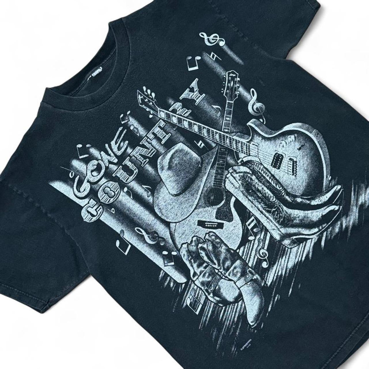 Vintage 90s Gone Country Music Instruments Cowboy Hat Boots Graphic T-shirt