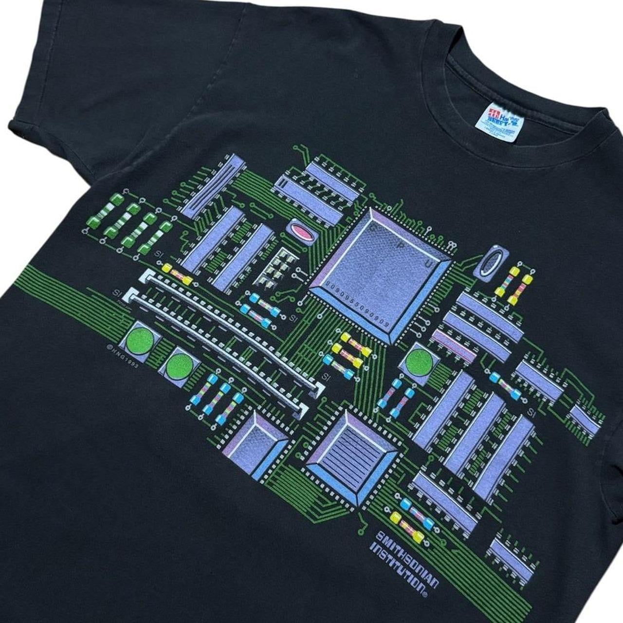 90s Smithsonian Institute CPU Board Computer Tech Art Graphic T-shirt