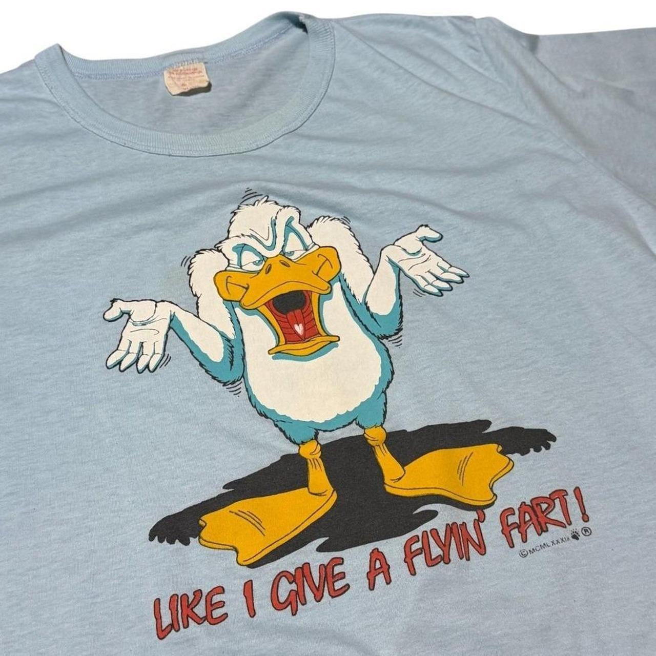 70s Flyin Fart Duck Sarcasm Joke Novelty Funny Graphic Ringer T-shirt