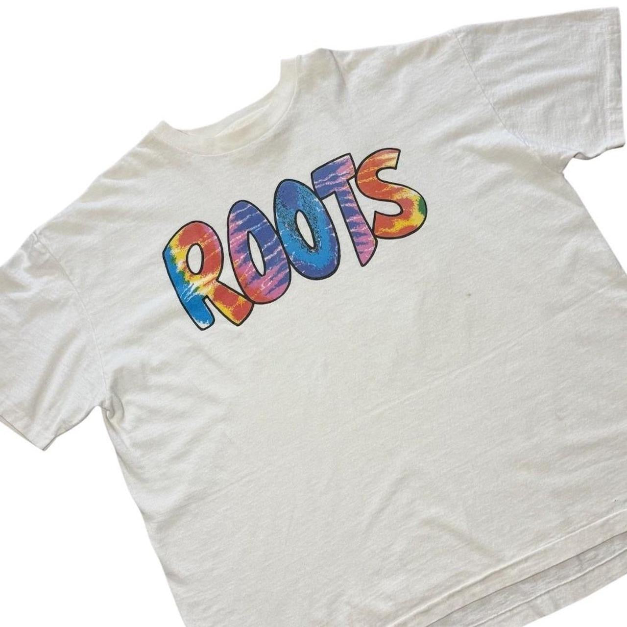 90s Roots Sporting Goods Tie Dye Hippie Spellout Logo Graphic T-shirt