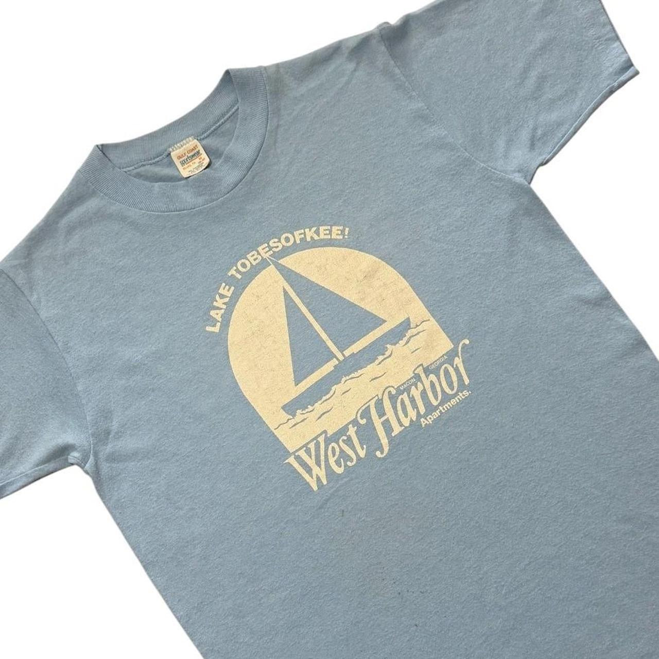 80s Lake Tobesofkee West Harbor Sailing Boat Ocean Yacht Graphic T-shirt