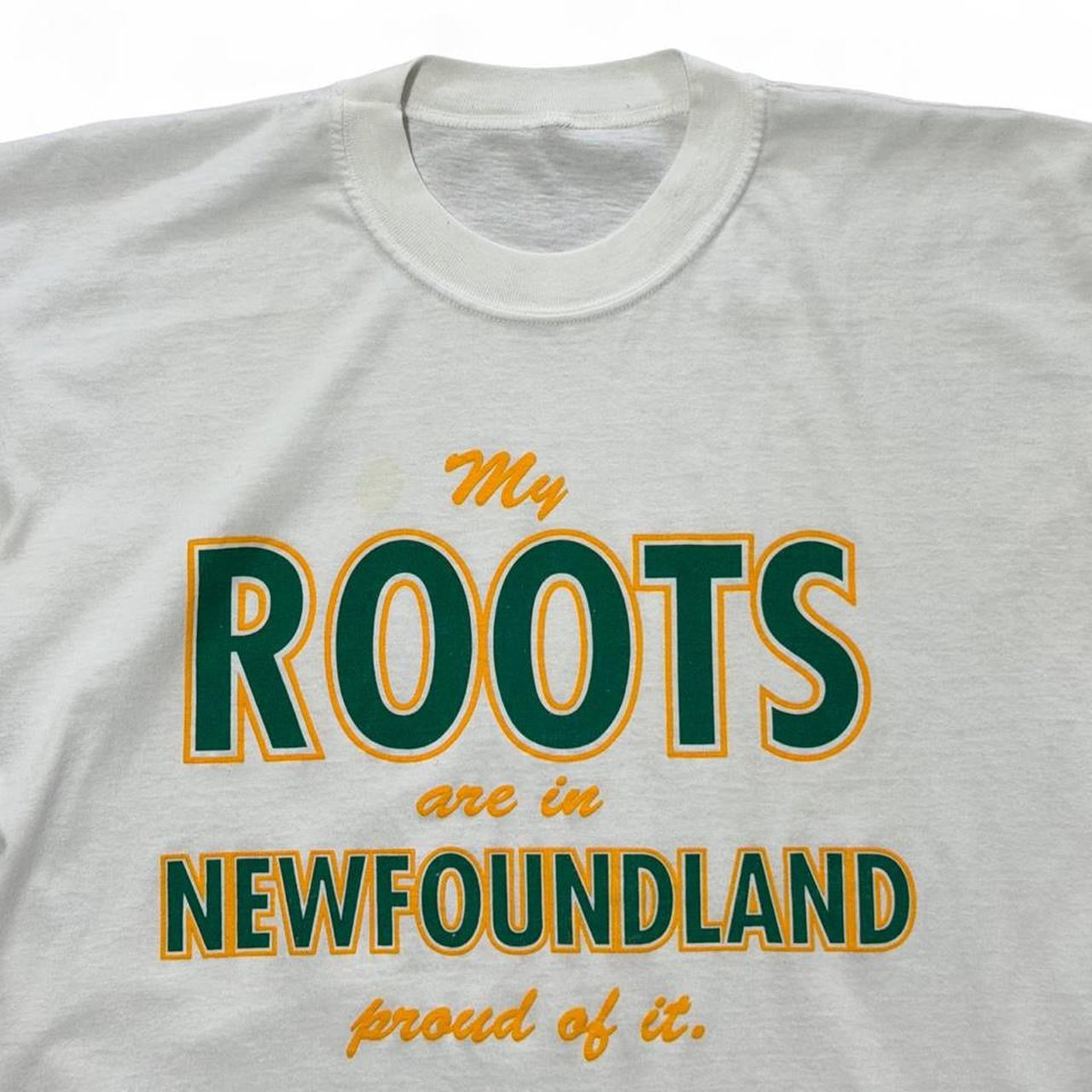 Vintage 90s My Roots Newfoundland Canada Souvenir Graphic Single Stitch T-Shirt
