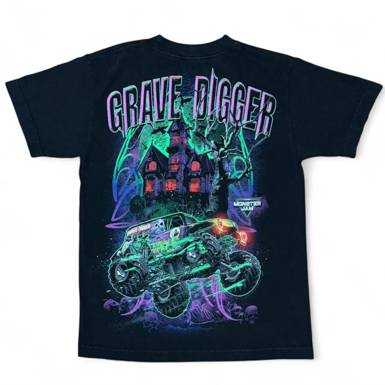 Y2K Black Grave Digger Monster Jam Car Show Graphic T-shirt