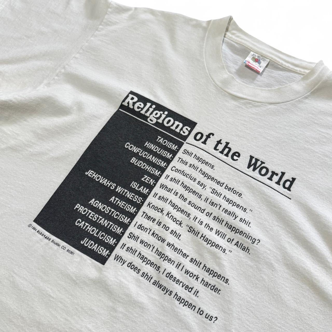 90s Religions of the World Novelty Joke Funny Humour Tee