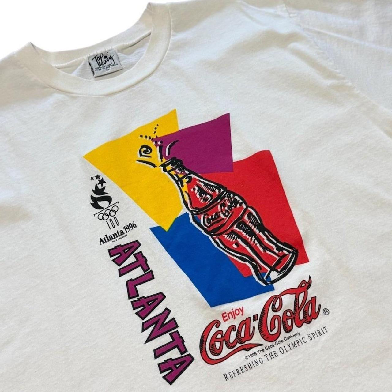 Vintage 1996 Atlanta Olympics USA Coca-Cola Promo Souvenir Graphic Art T-Shirt