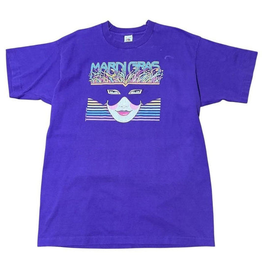 80s Mardi Gras New Orleans Burlesque Masquerade Mask Art Graphic T-shirt