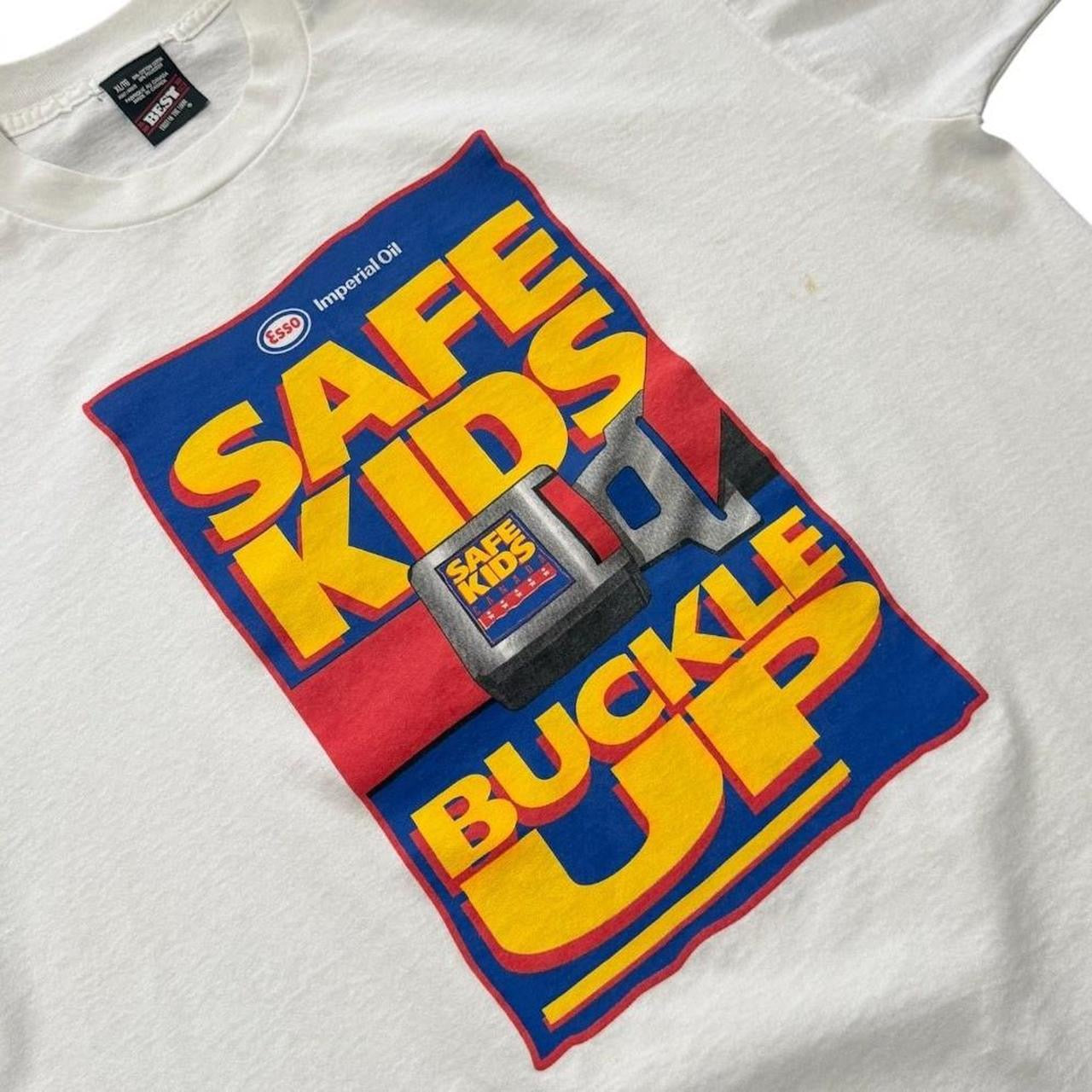 90s Esso Imperial Oil Gas Safe Kids Buckle Up Seatbelt Law Promo T-Shirt