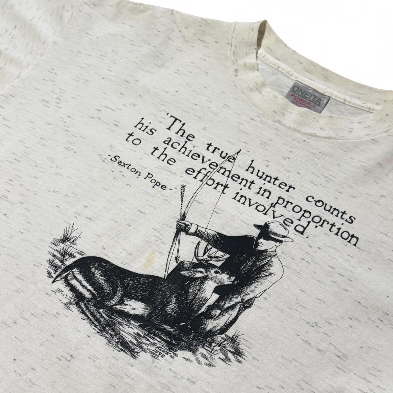 90s Grey Triblend Saxton Pope Hunting Quote Graphic Art Tee