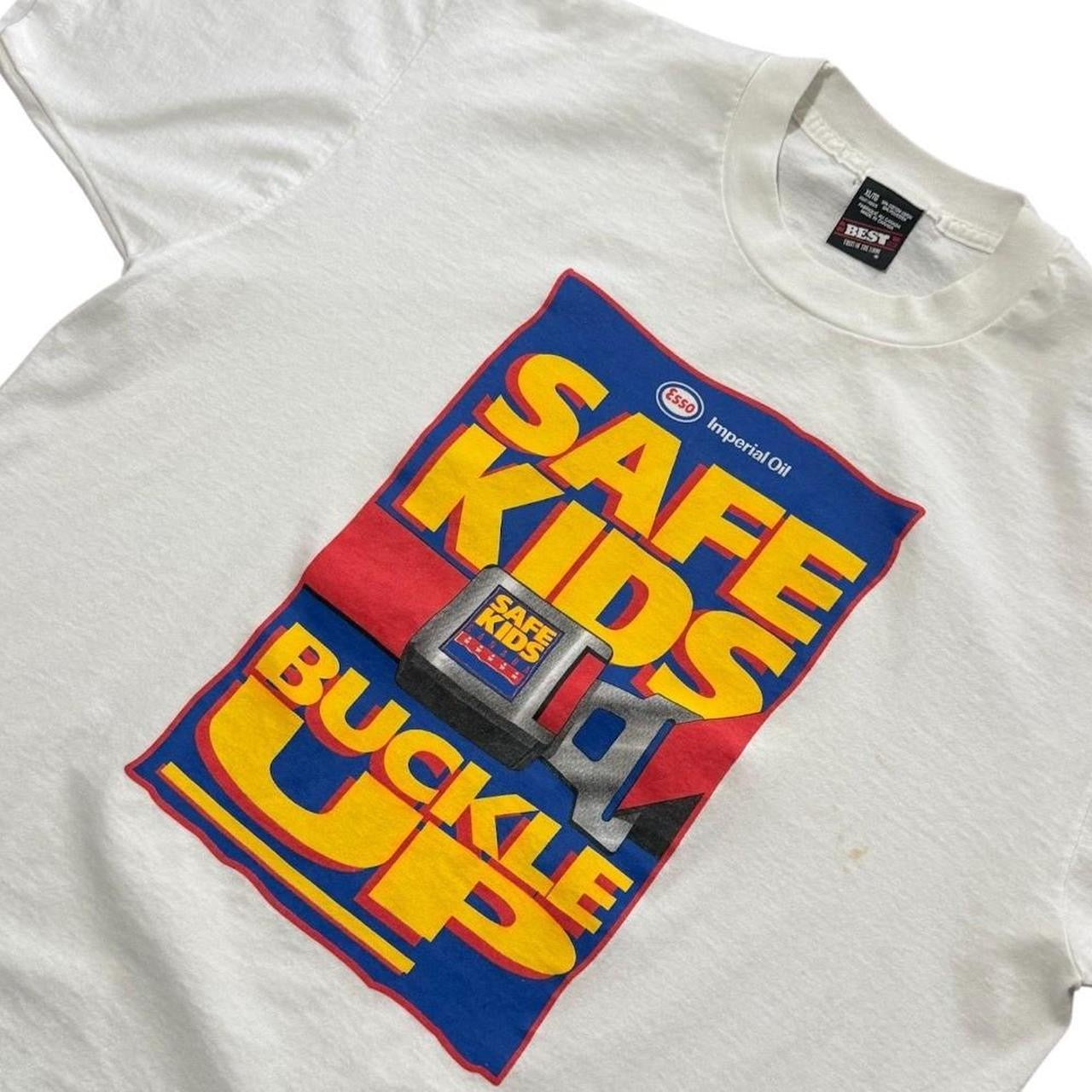 90s Esso Imperial Oil Gas Safe Kids Buckle Up Seatbelt Law Promo T-Shirt