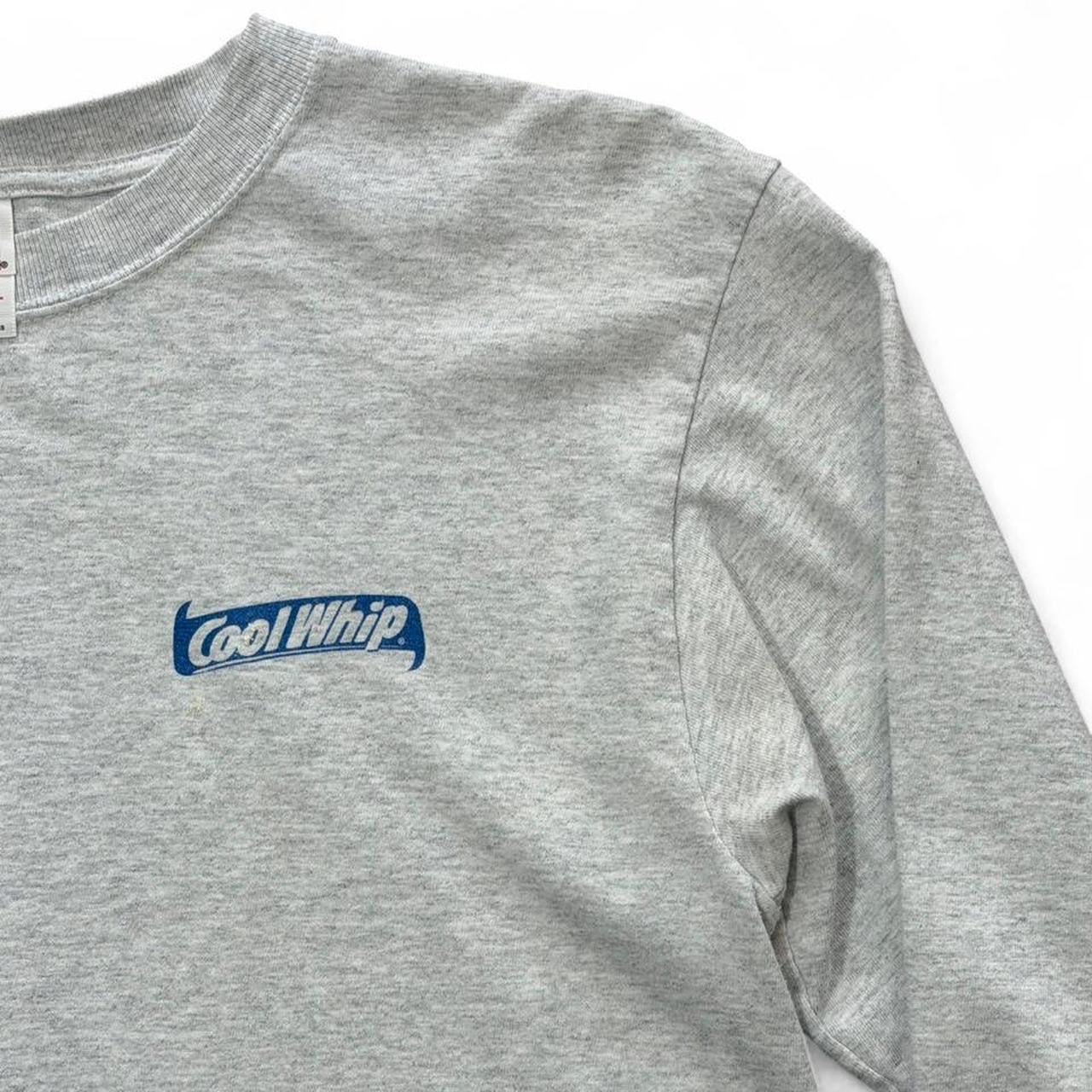 90s Cool Whip Logo Grey Promo Chest Graphic Long Sleeve Shirt