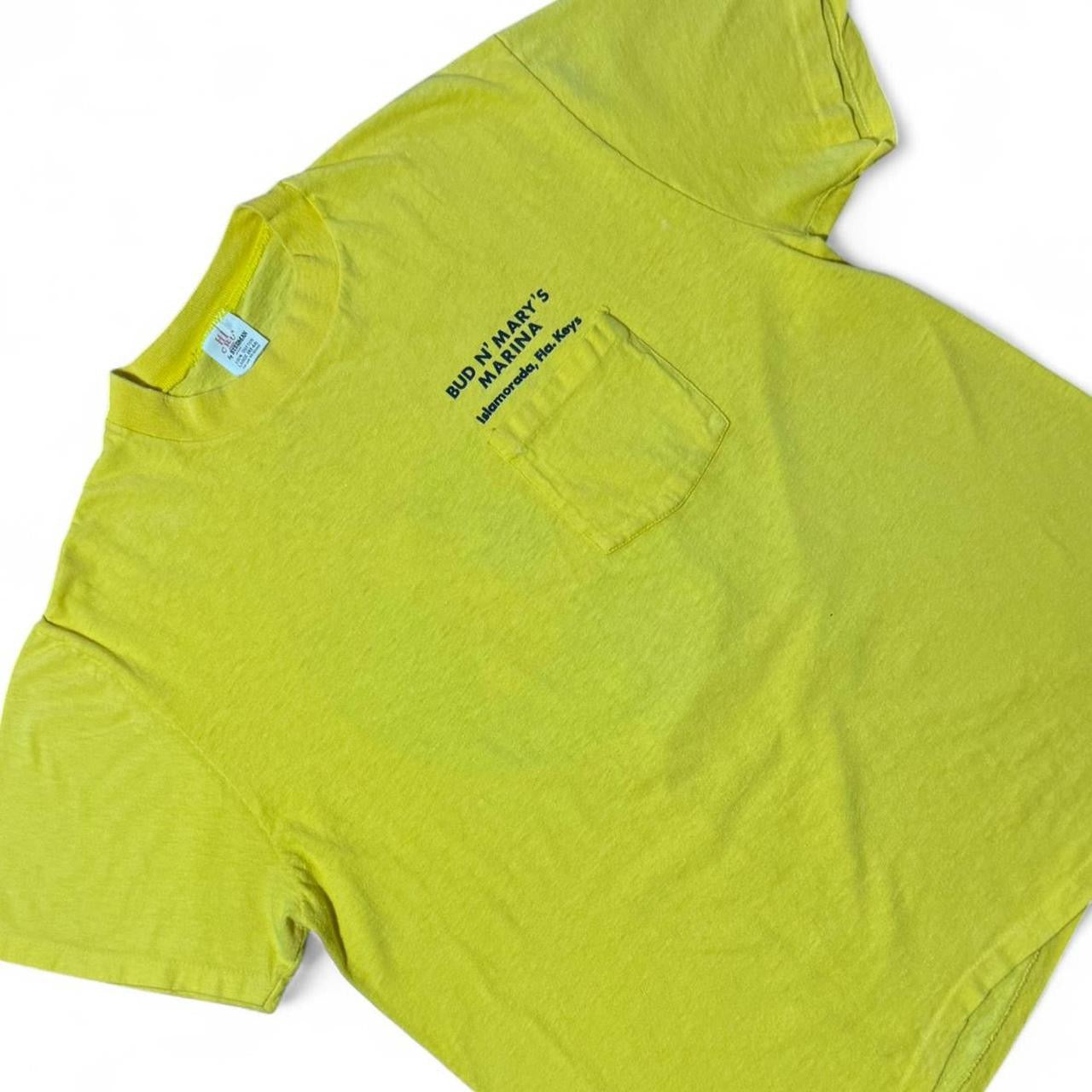 70s Yellow Bud N Mary’s Marina Key West Florida Swordfish Pocket Tee