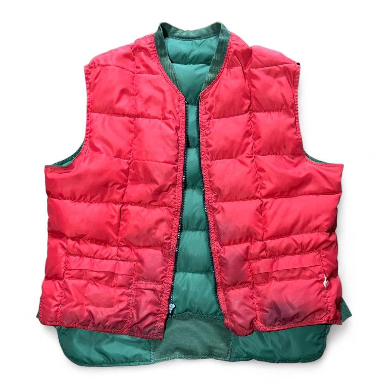 70s Reversible Red & Green Quilted Down Puffer Vest
