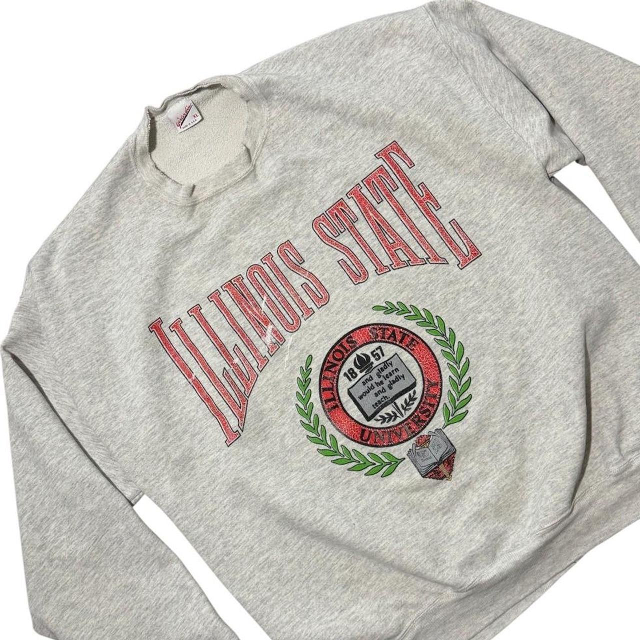 90s Illinois State University USA Crest Scholar Varsity Crewneck Sweater