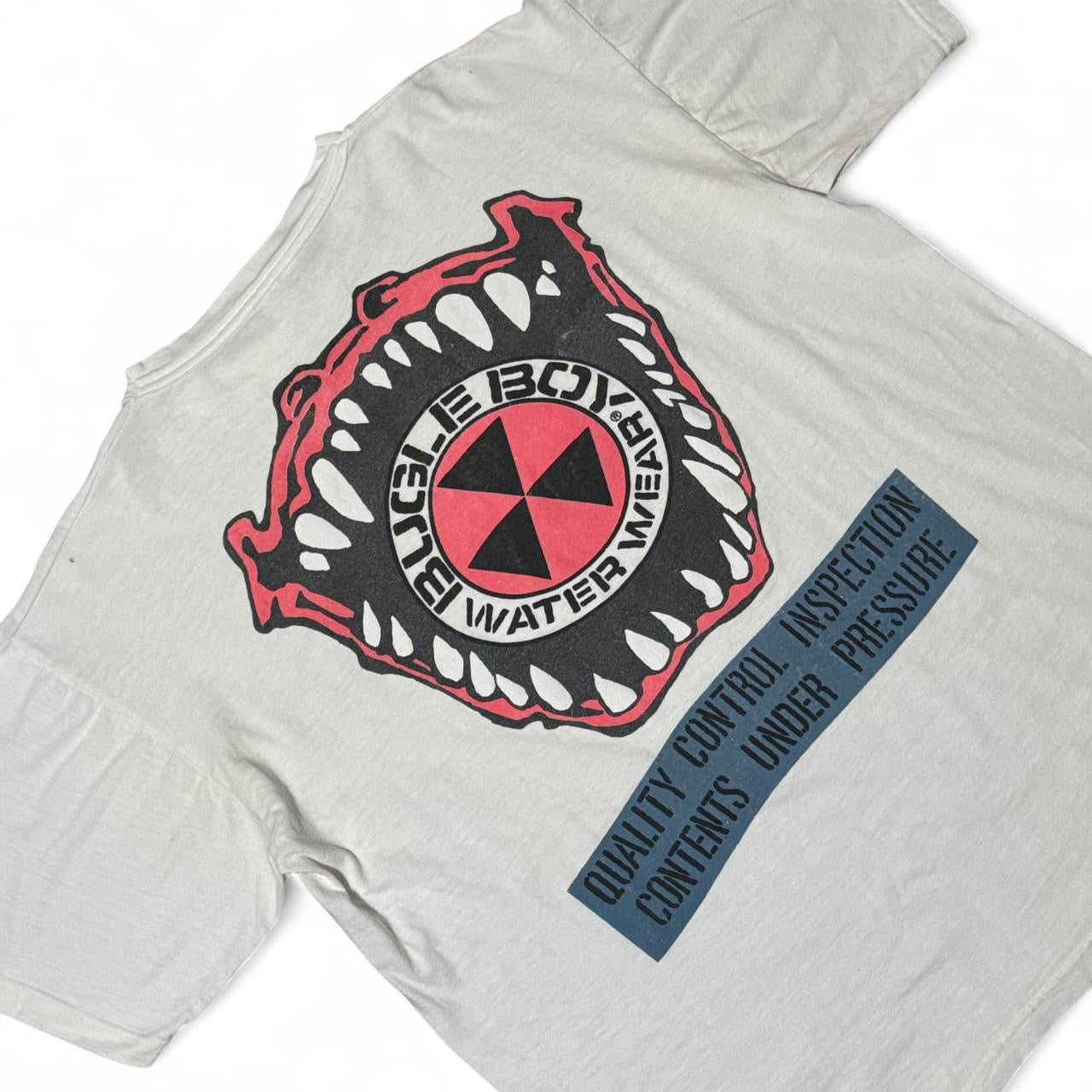 90s Puff Print Bugle Boy Water Wear Gator Teeth Graphic Surf Beach Tee