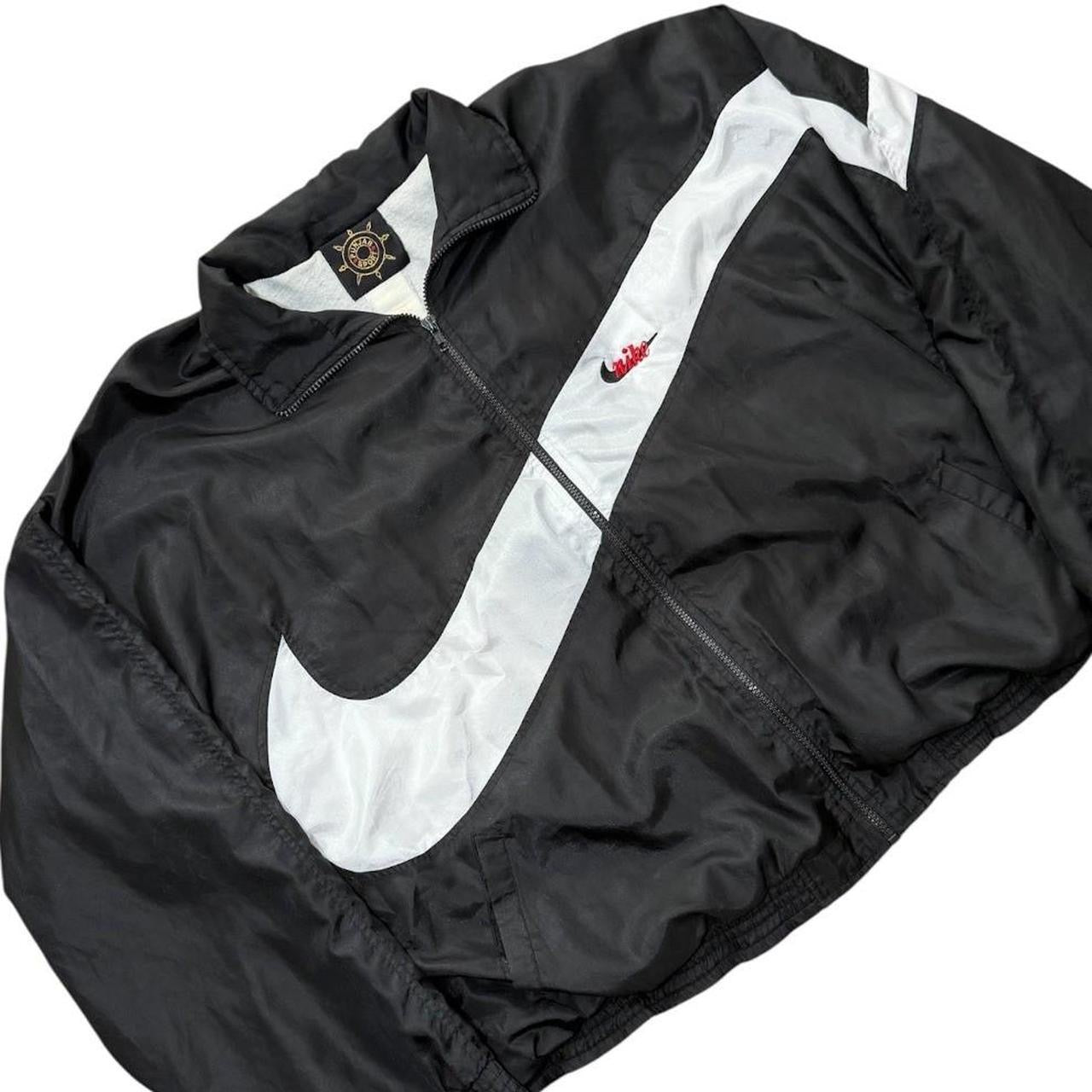 90s Y2K Nike Boot Big Swoosh Spellout Logo Full Zip Windbreaker Jacket