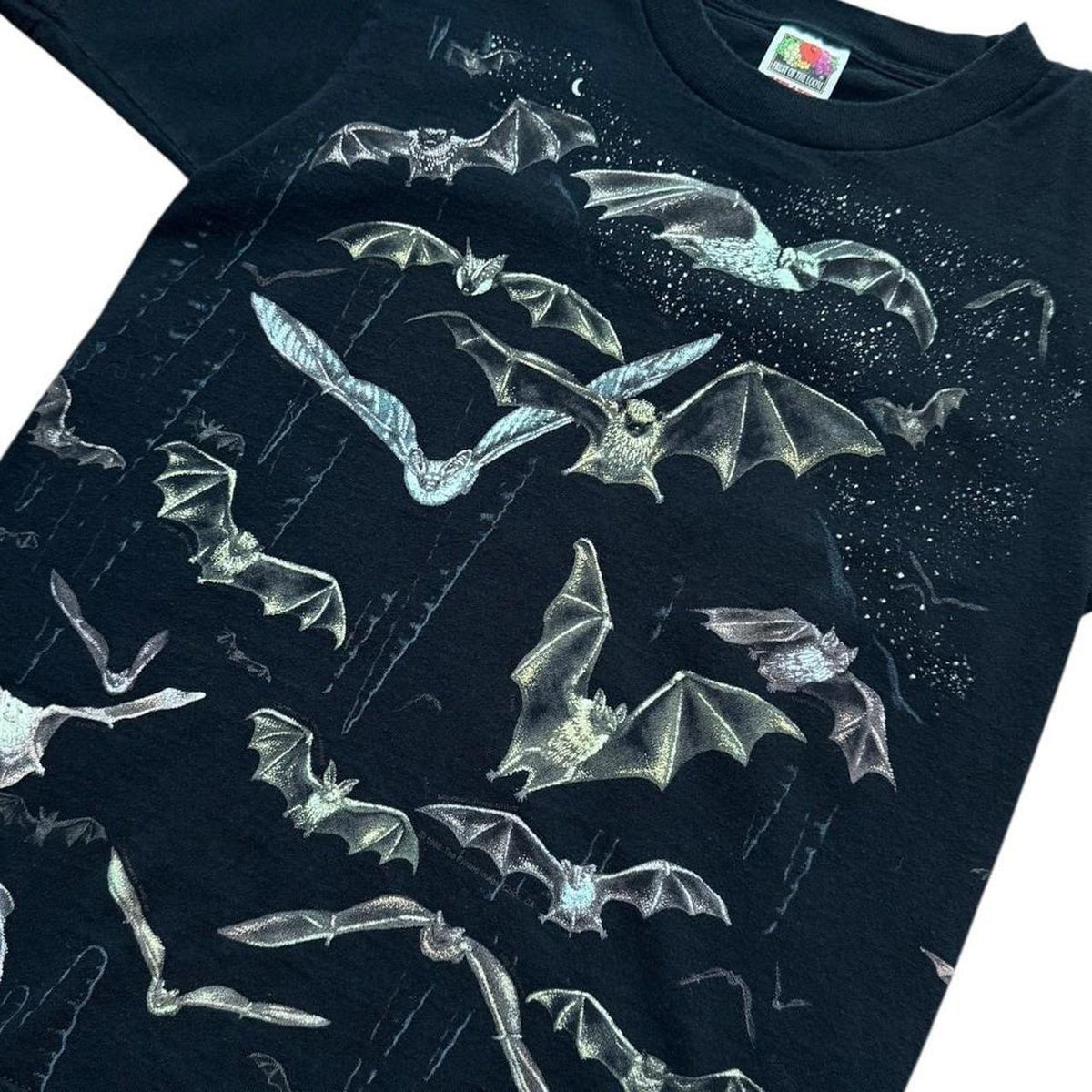 90s Bats Halloween Glow in Dark Spooky Nature AOP Art Graphic T-shirt