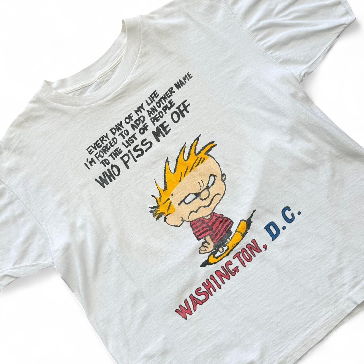 Vintage 90s Calvin and Hobbes Washington DC Souvenir Funny Joke T-shirt