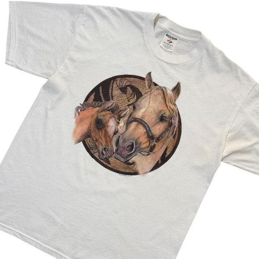 Y2K Horse and Foal Animal Equestrian Nature Western Graphic Art T-shirt
