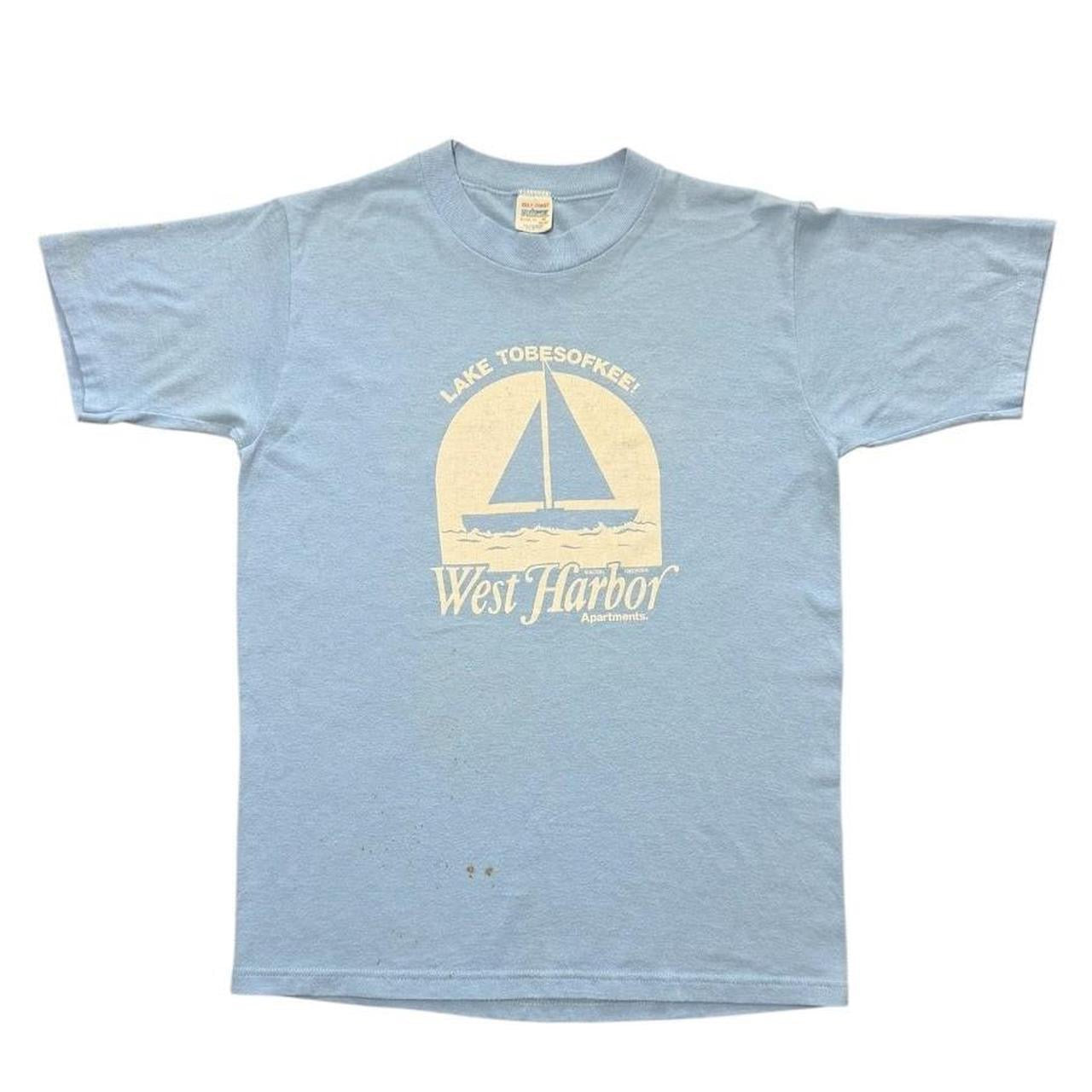 80s Lake Tobesofkee West Harbor Sailing Boat Ocean Yacht Graphic T-shirt