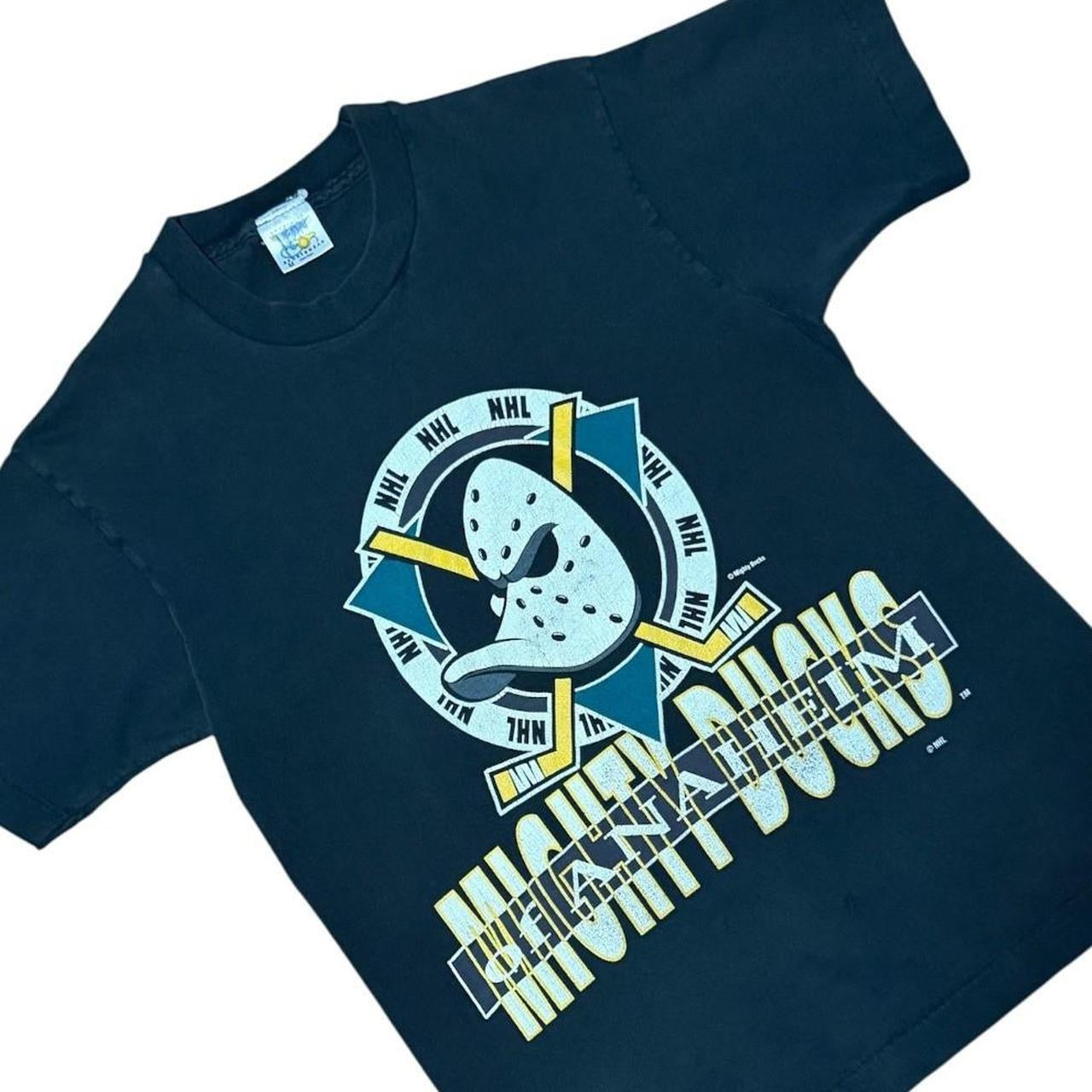 90s Anaheim Mighty Ducks NHL Hockey Sports Big Mask Logo Graphic T-Shirt