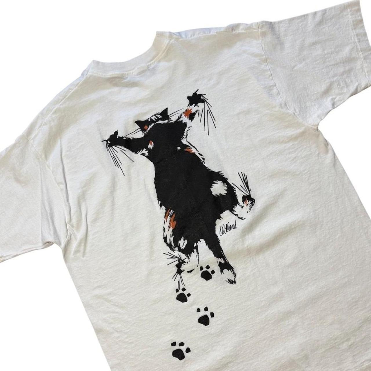 90s Calico Cat Oldland Art Cute Kitty Kitten Doublesided Graphic T-shirt